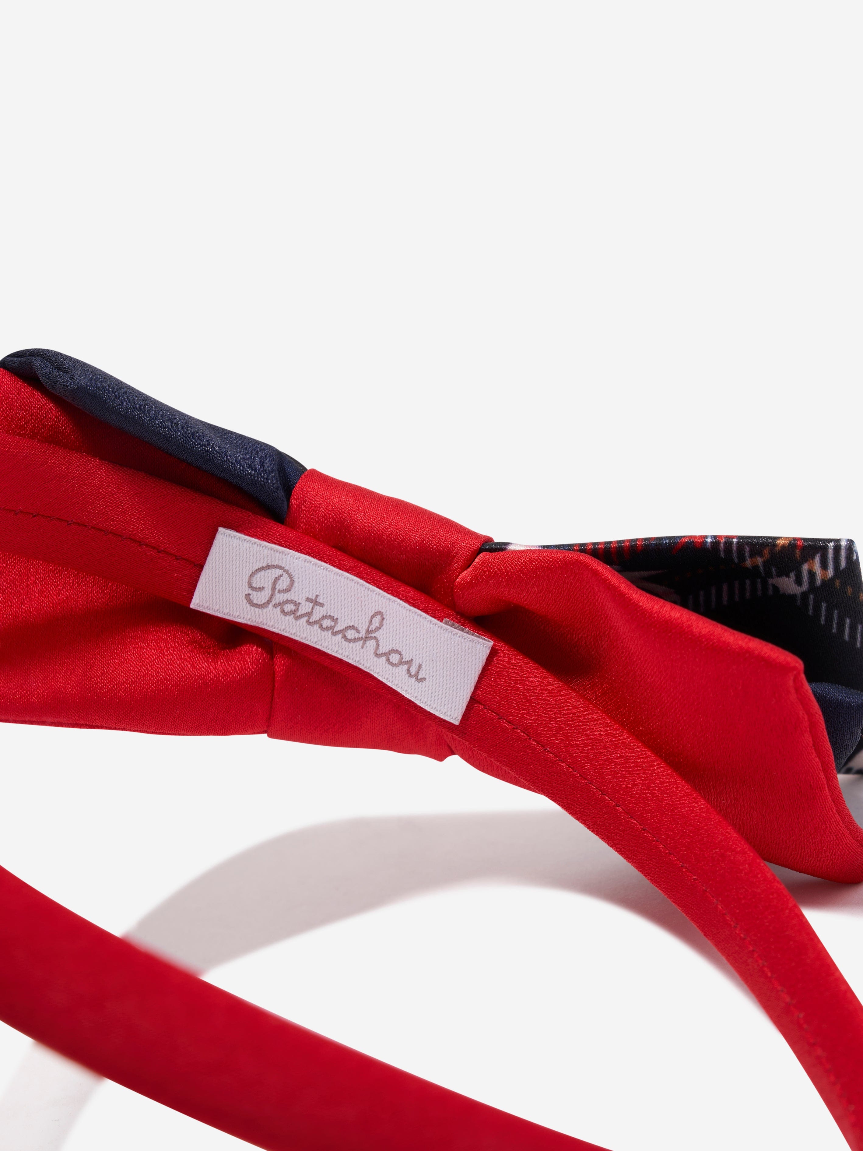 Patachou Girls Tartan Bow Headband in Red