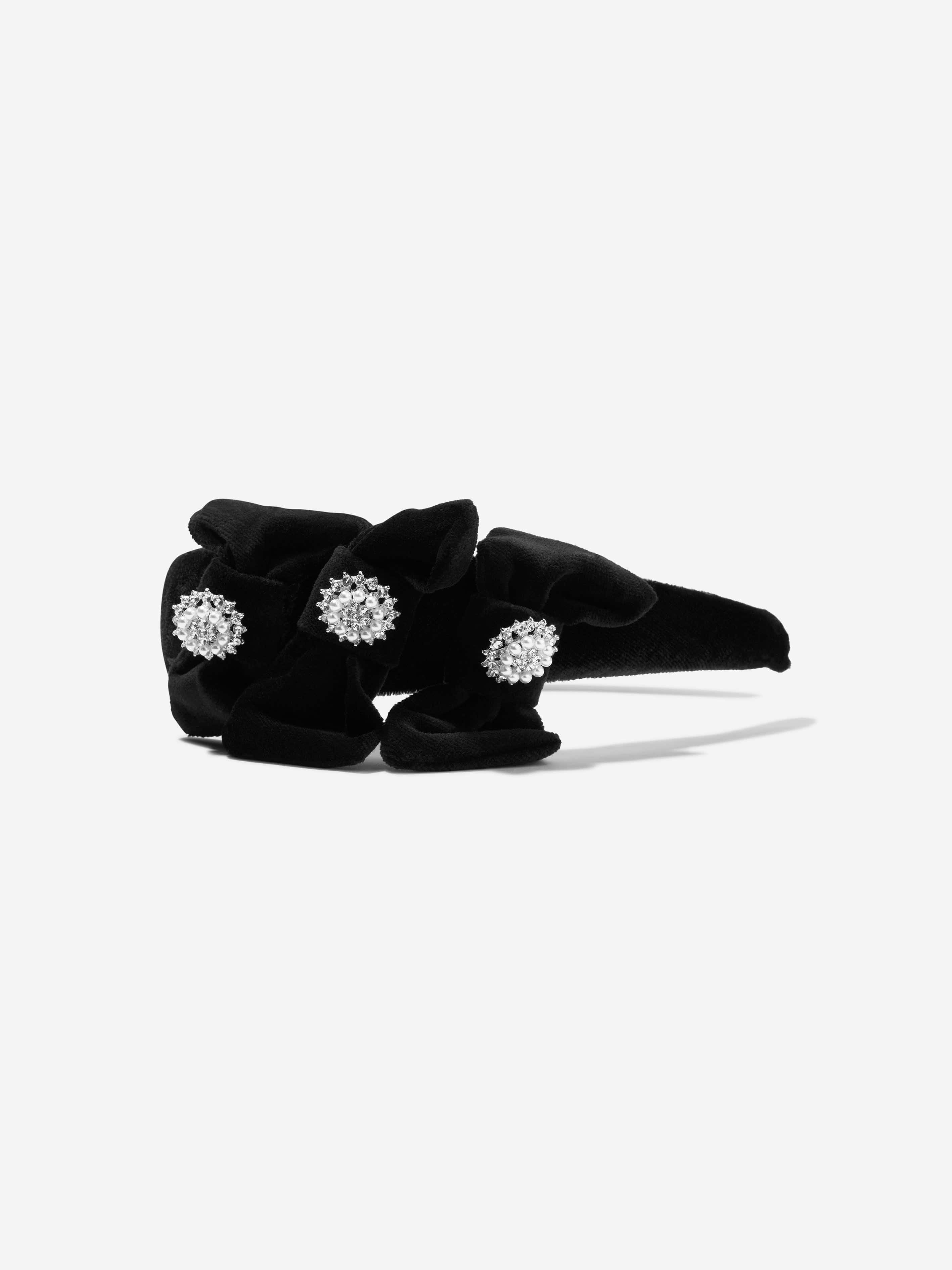 Patachou Girls Diamante Bow Headband in Black