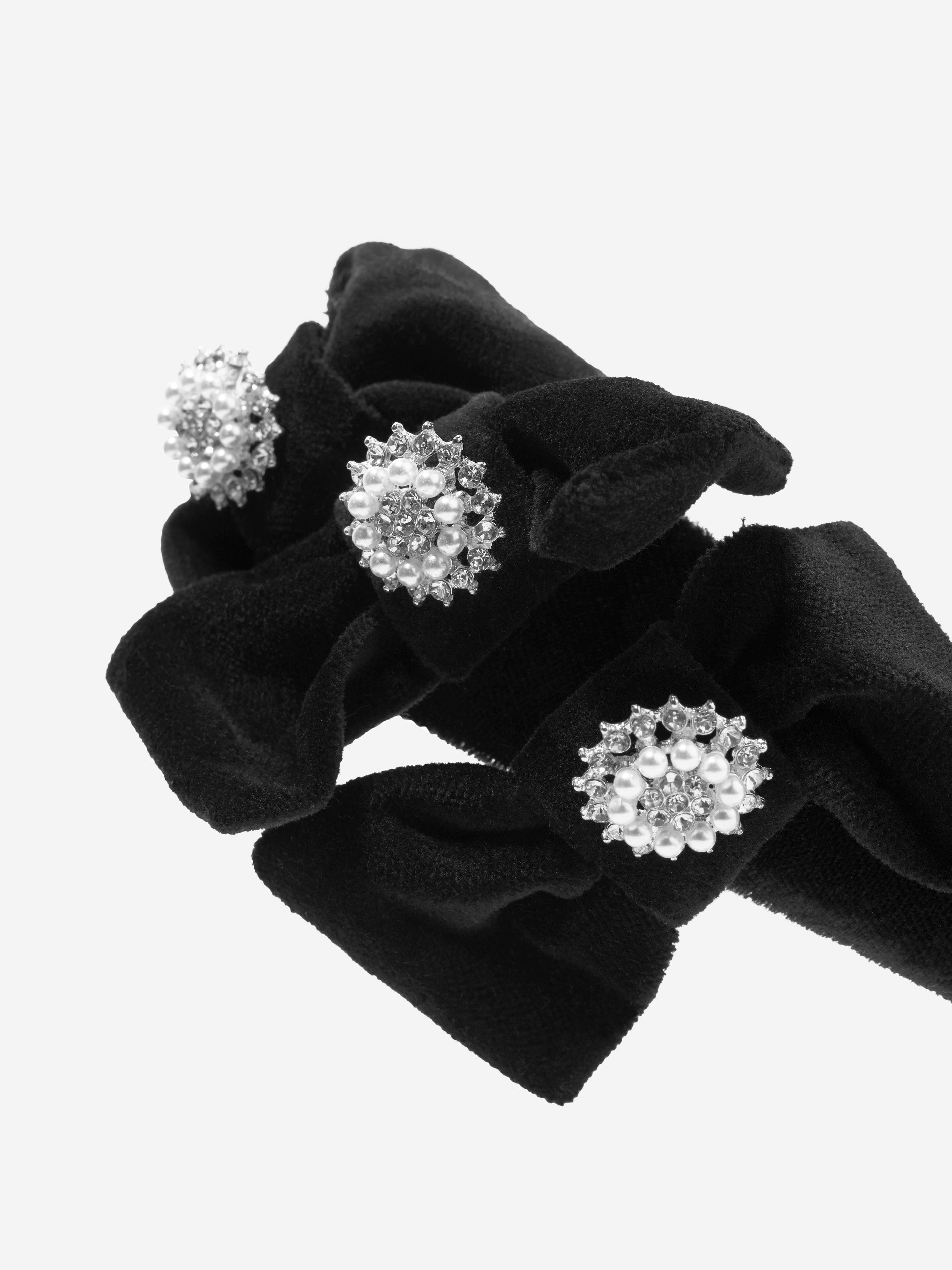 Patachou Girls Diamante Bow Headband in Black