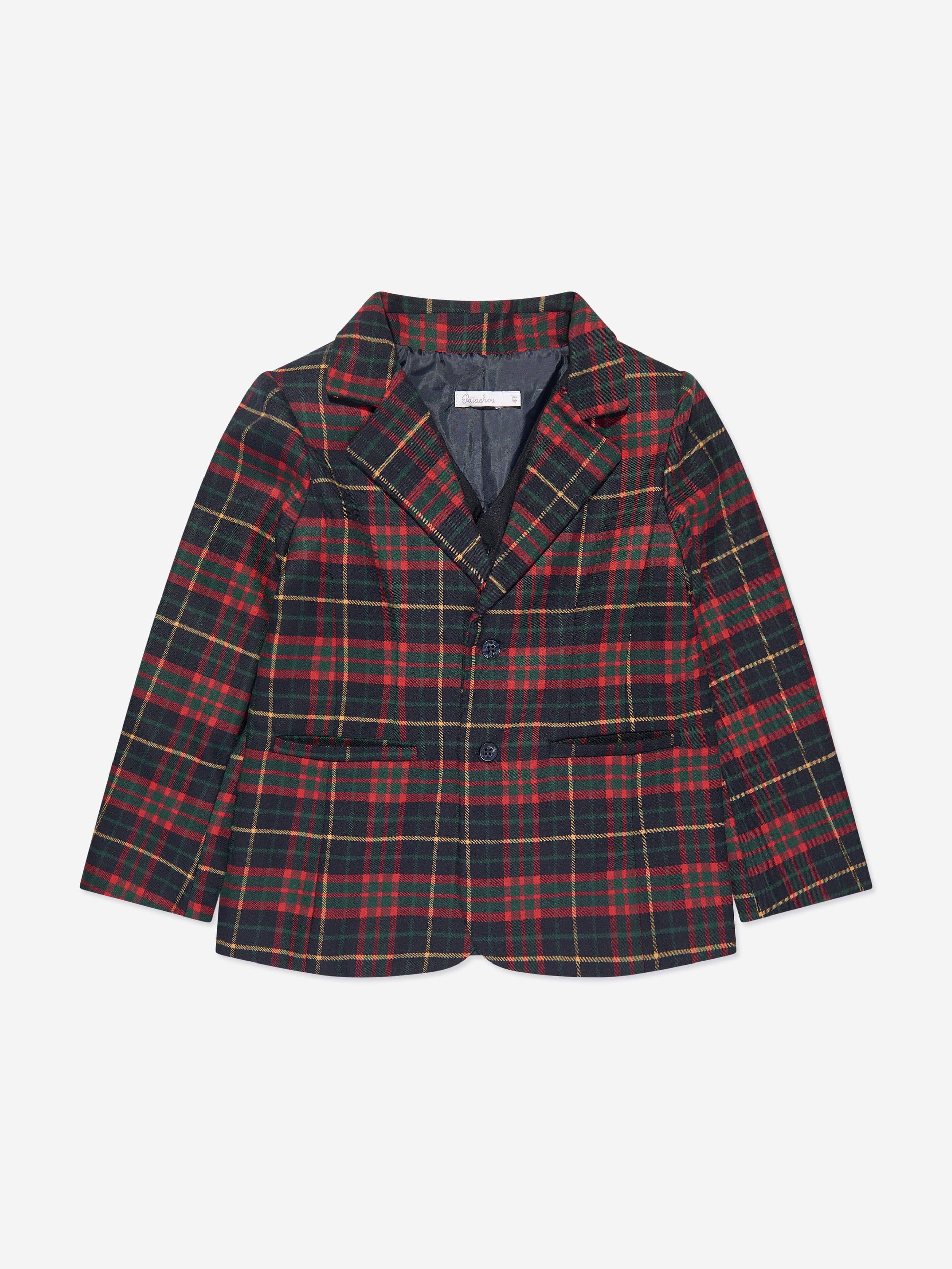 Patachou Boys Tartan Blazer in Navy