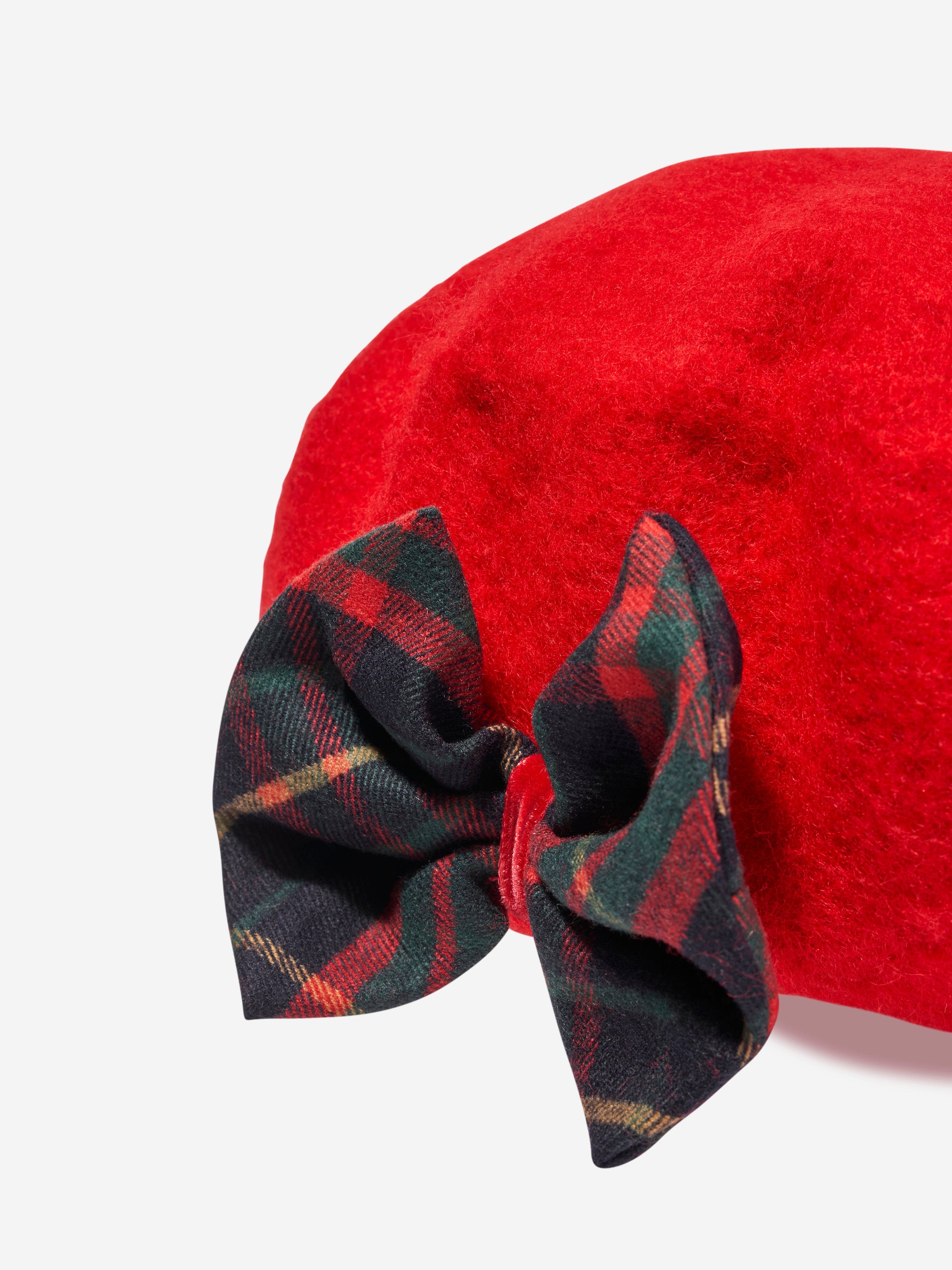 Patachou Girls Wool Bow Beret in Red