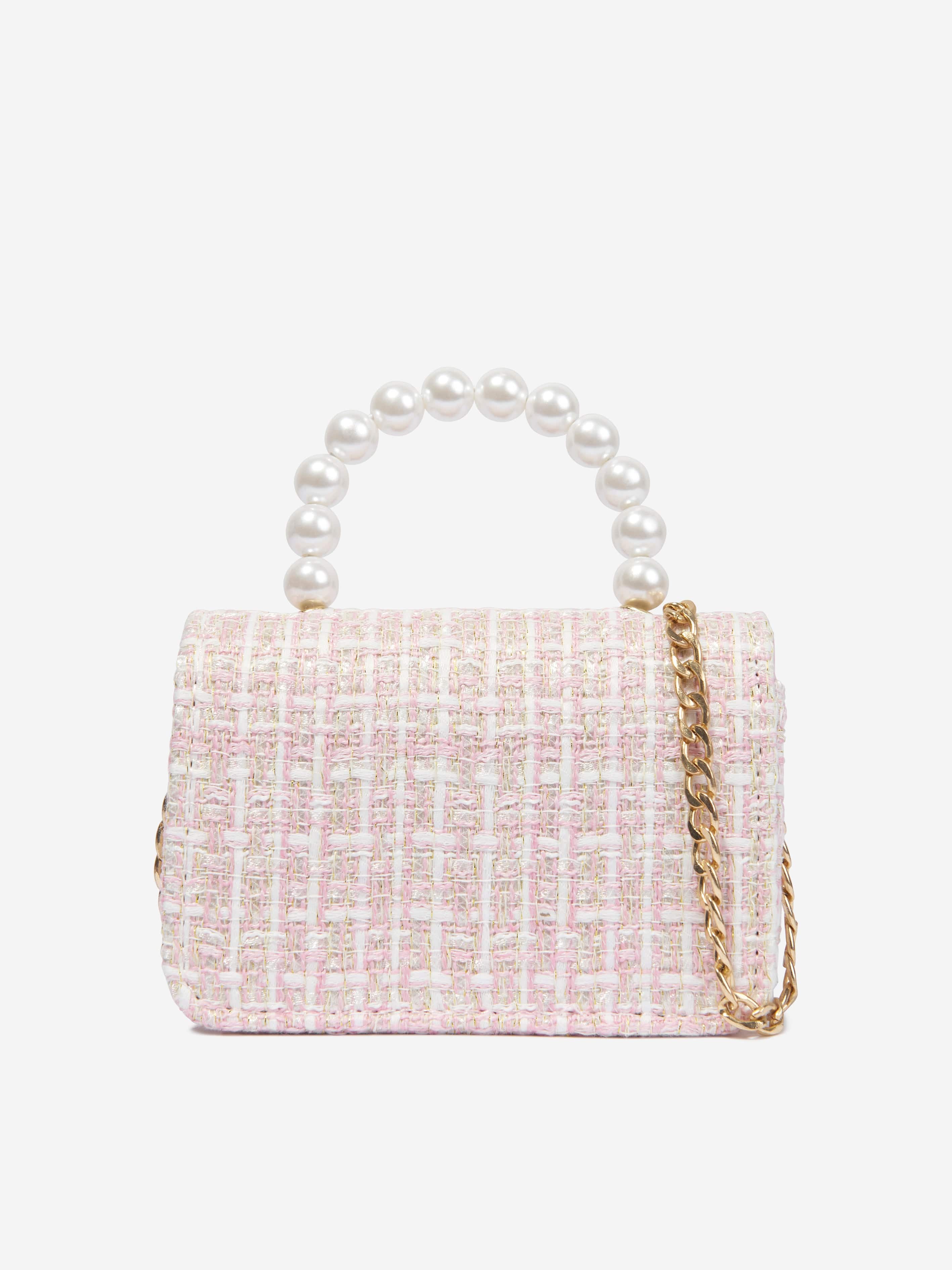 Patachou Girls Tweed Bow Bag in Pink