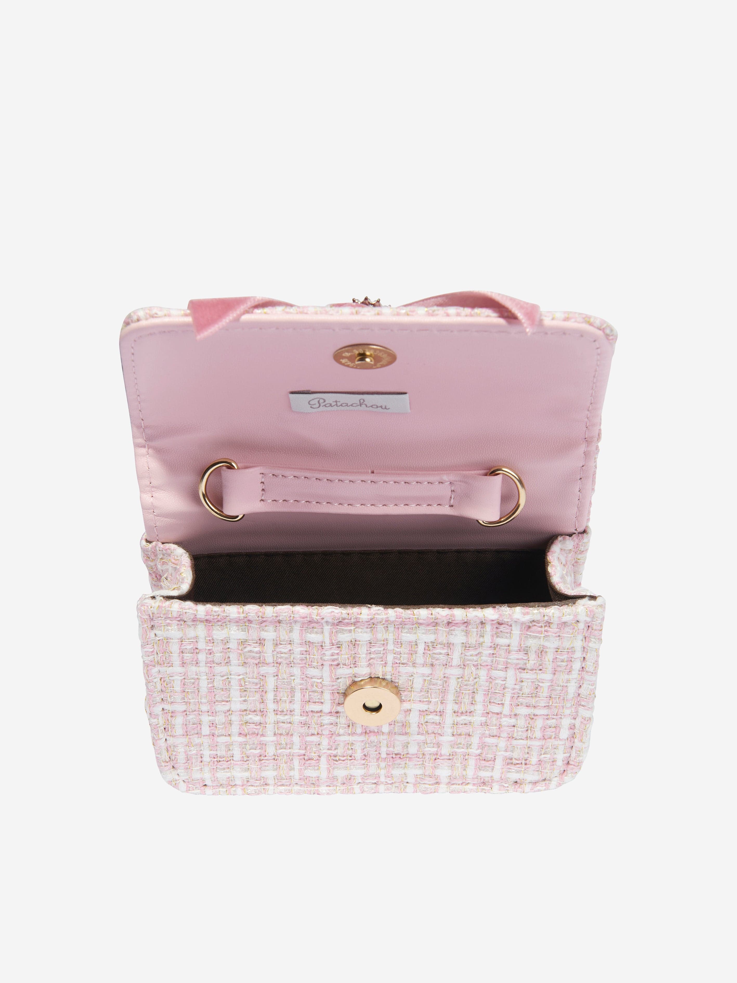 Patachou Girls Tweed Bow Bag in Pink