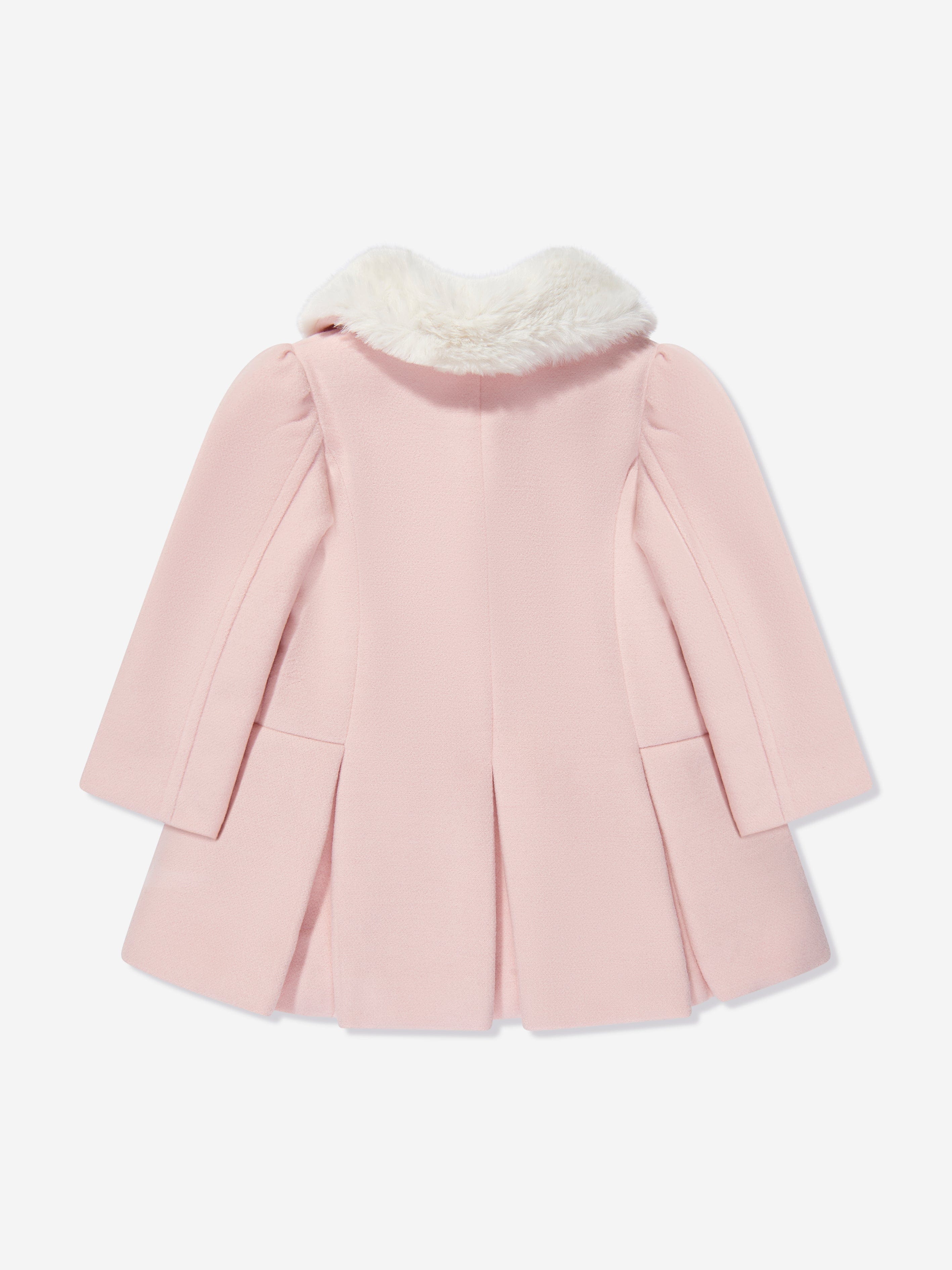 Patachou Baby Girls Faux Fur Collar Coat in Pink