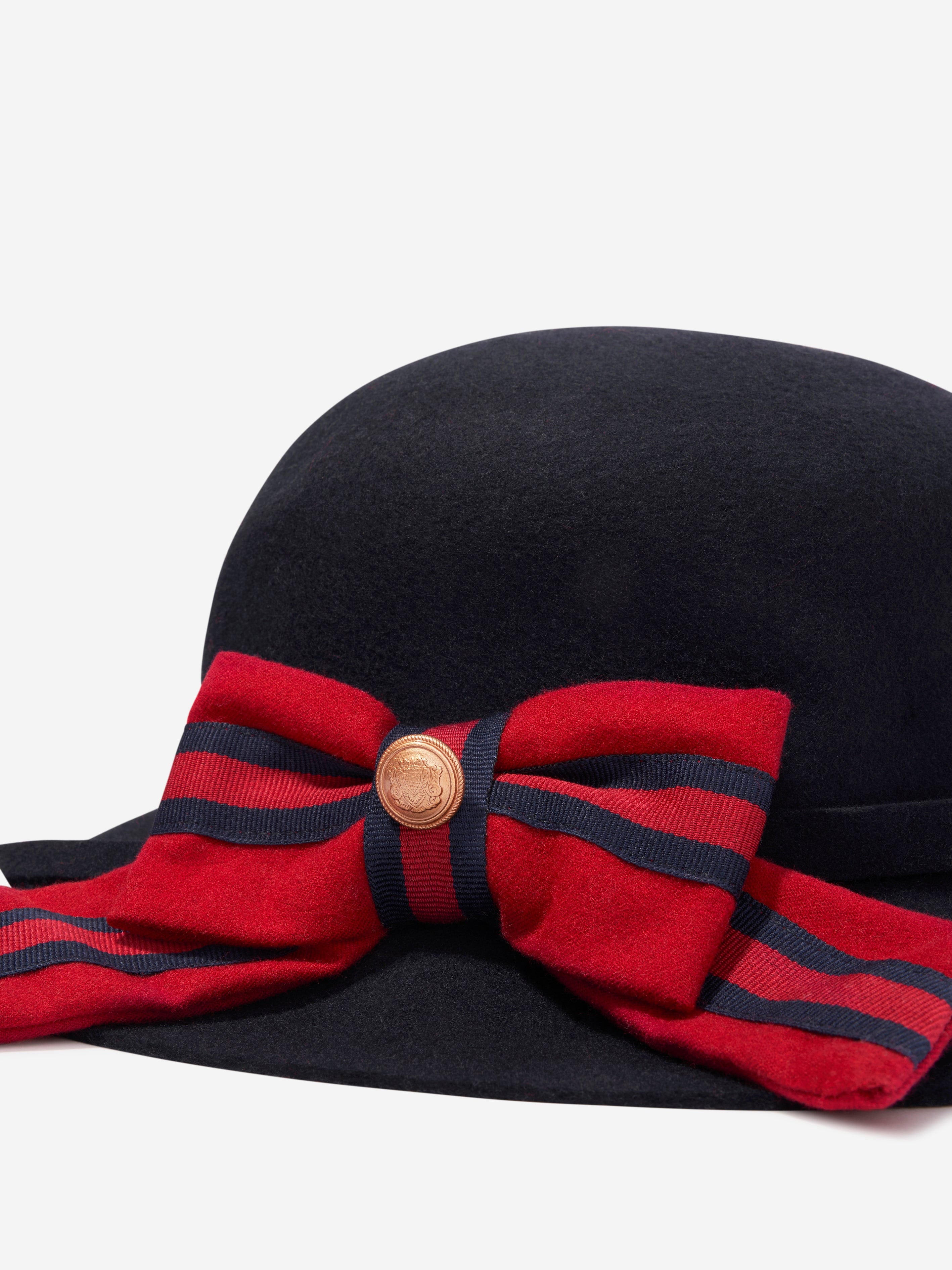 Patachou Girls Wool Bow Hat in Navy