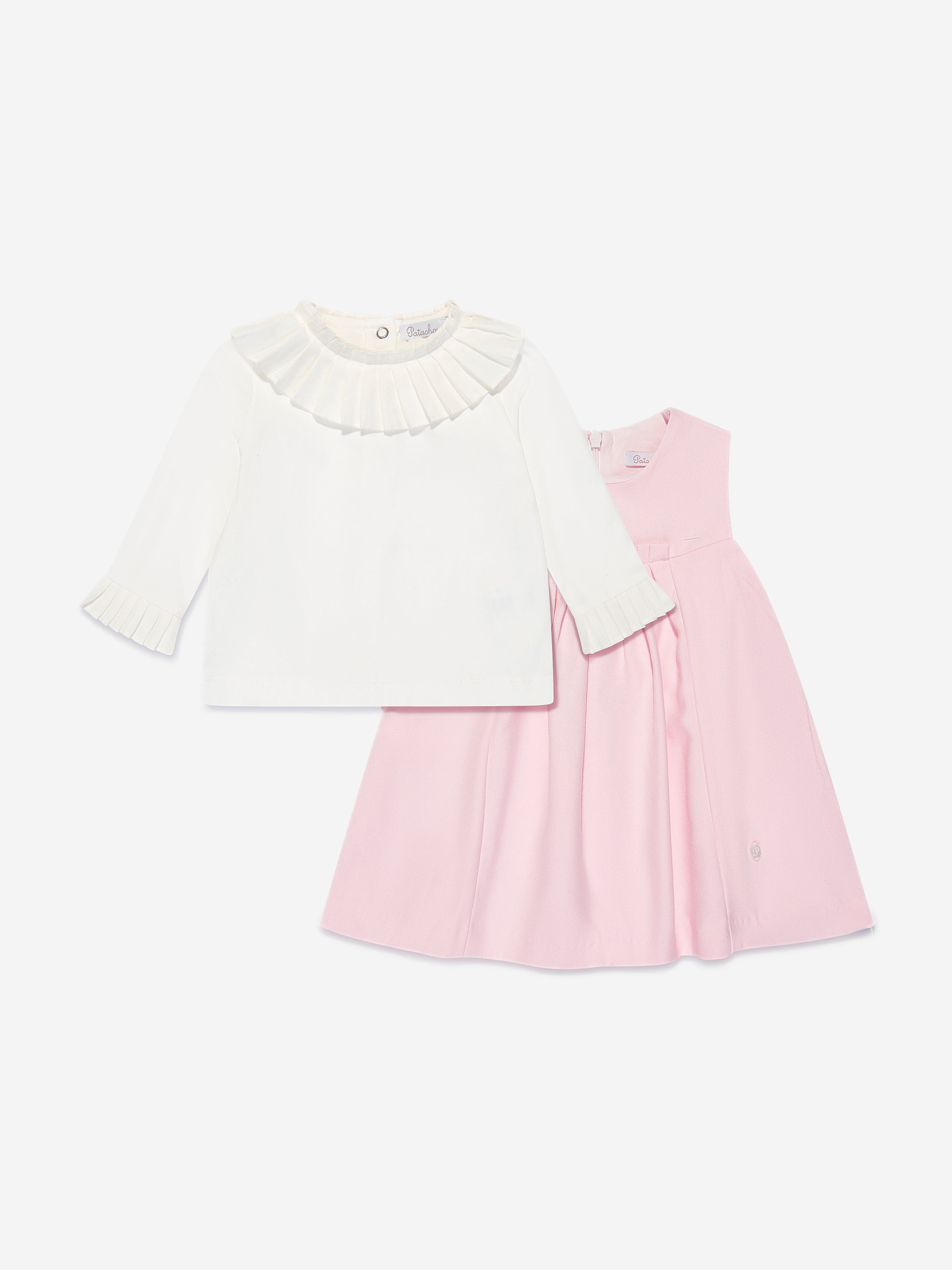 Patachou Baby Girls Pinafore Dress Set in Pink