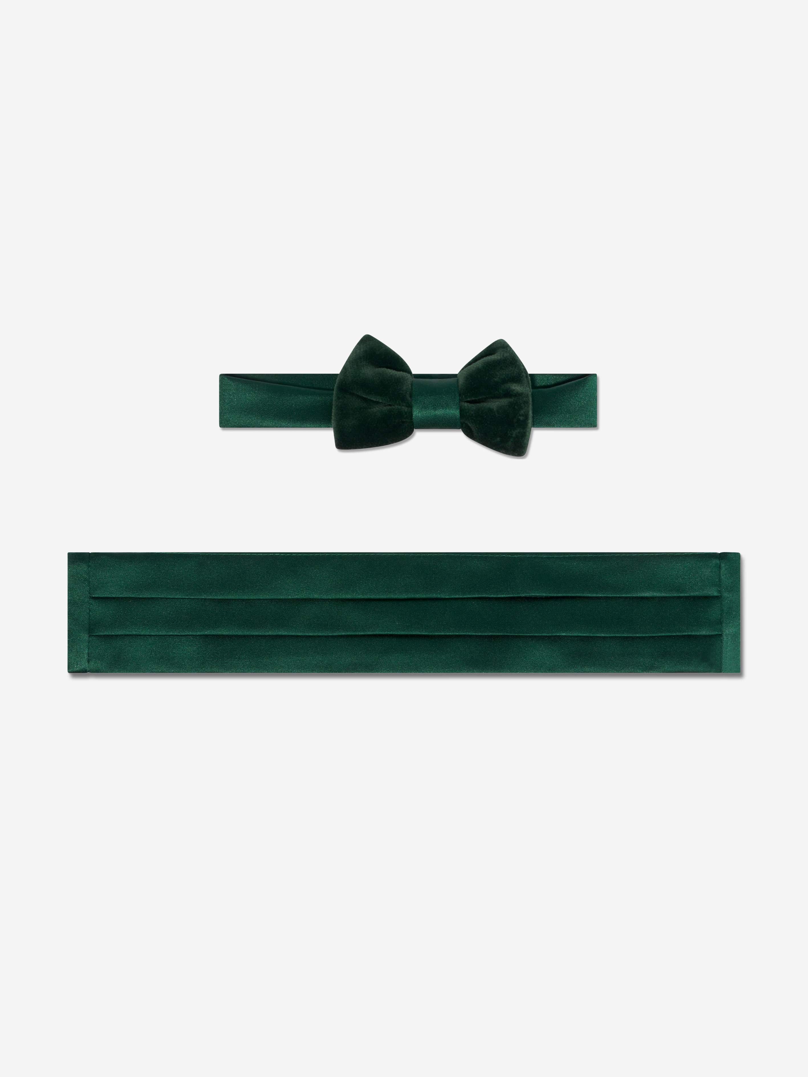 Patachou Boys Velvet Bow Tie in Green