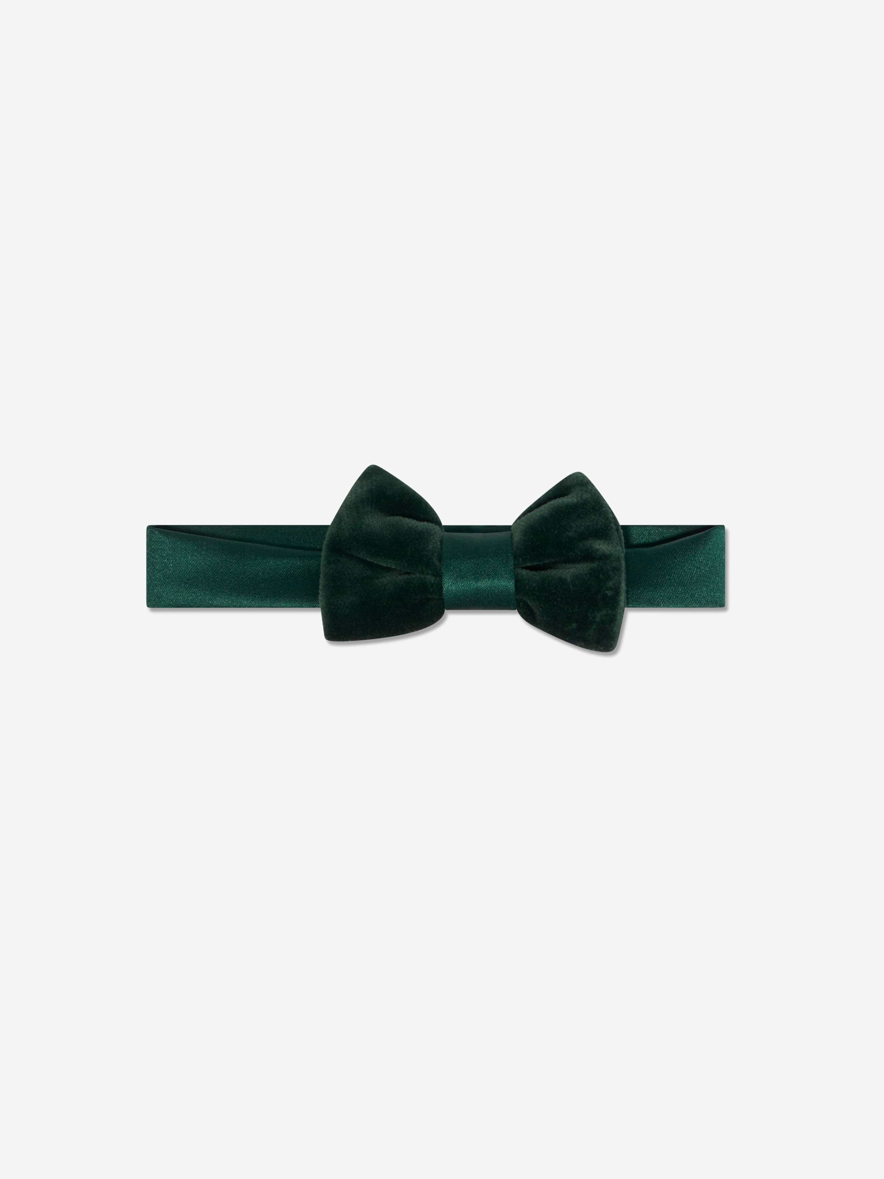 Patachou Boys Velvet Bow Tie in Green