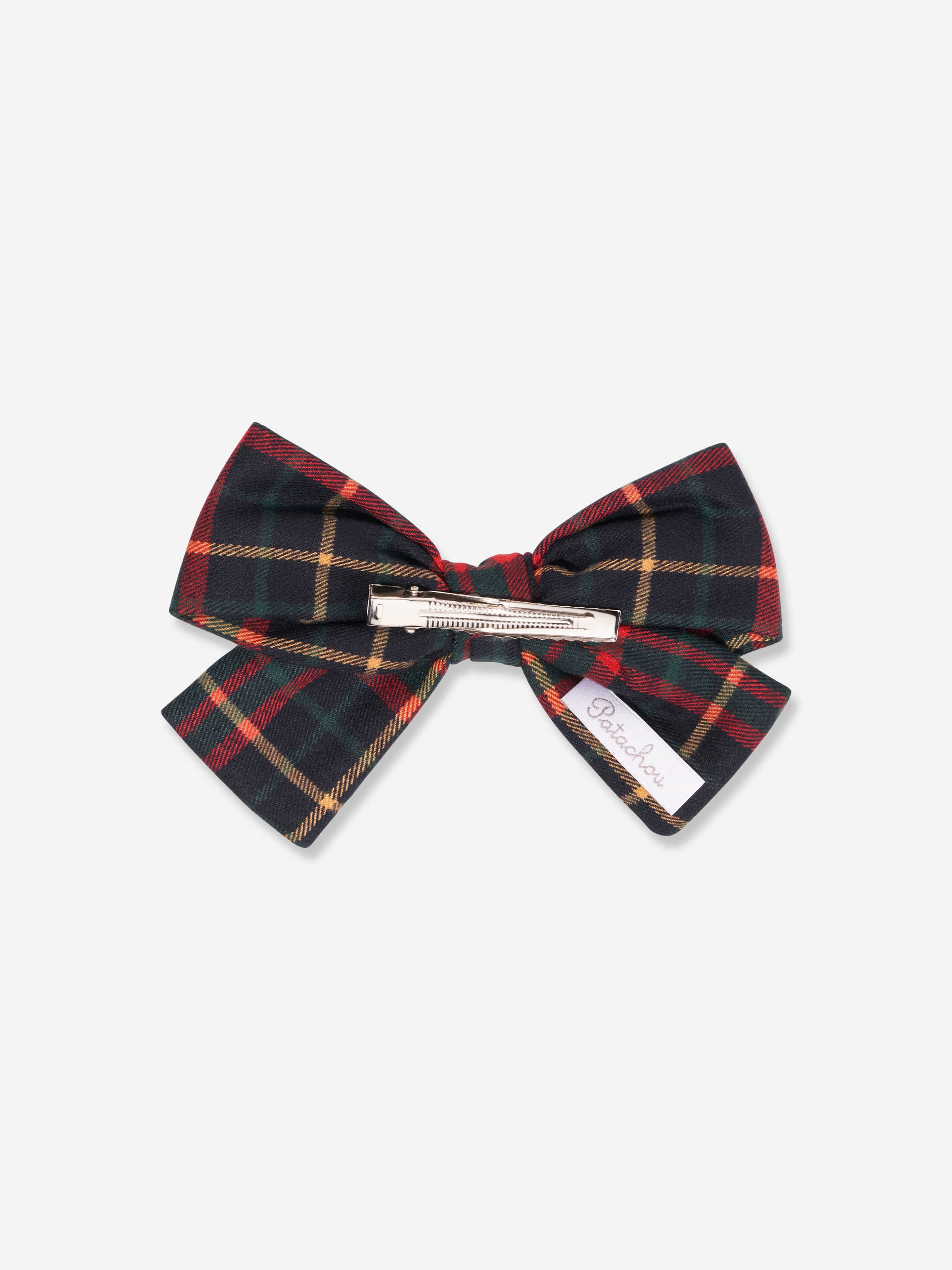 Patachou Girls Tartan Bow Hair Clip in Navy