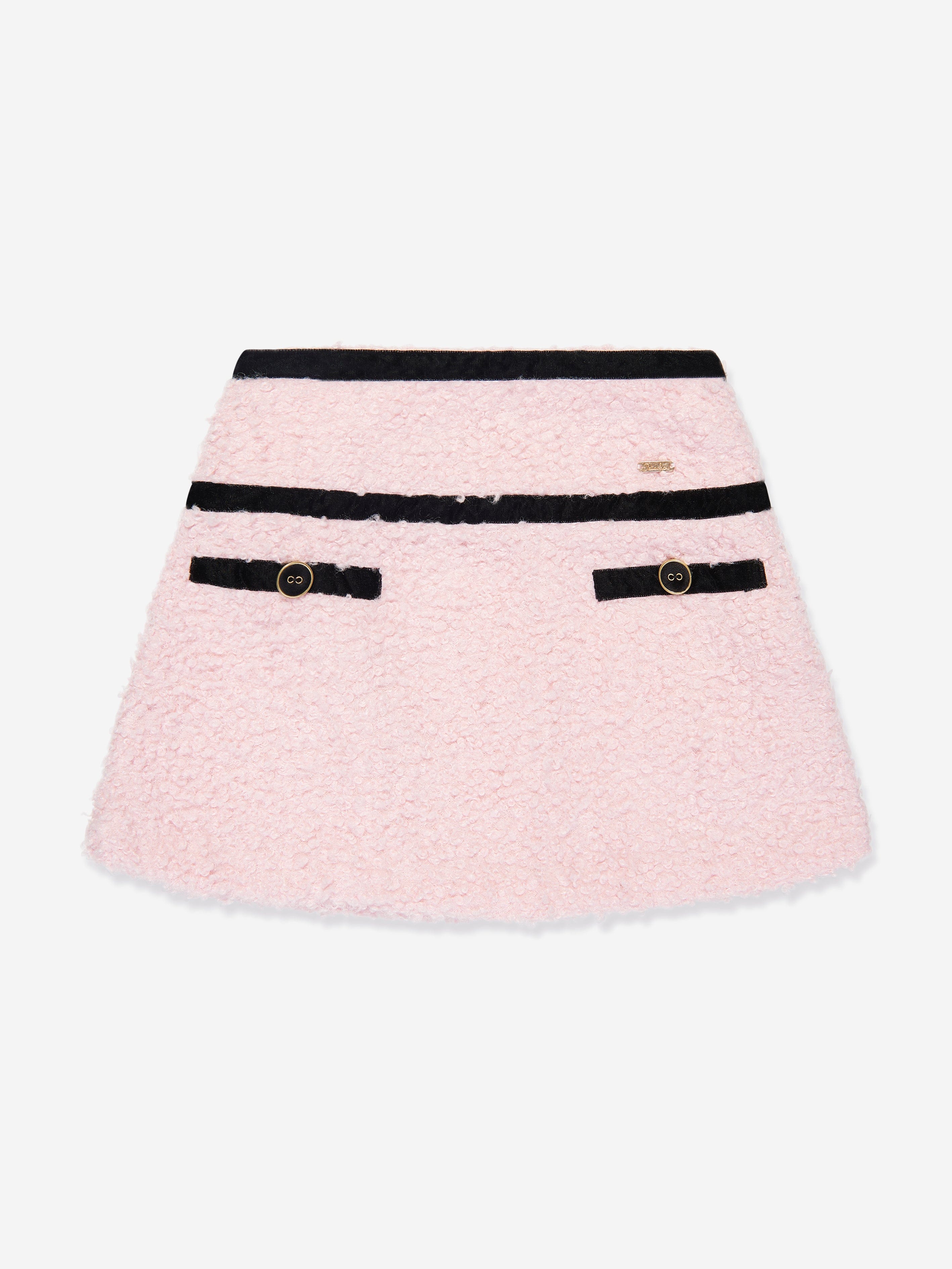 Patachou Girls Boucle Tweed Skirt in Pink