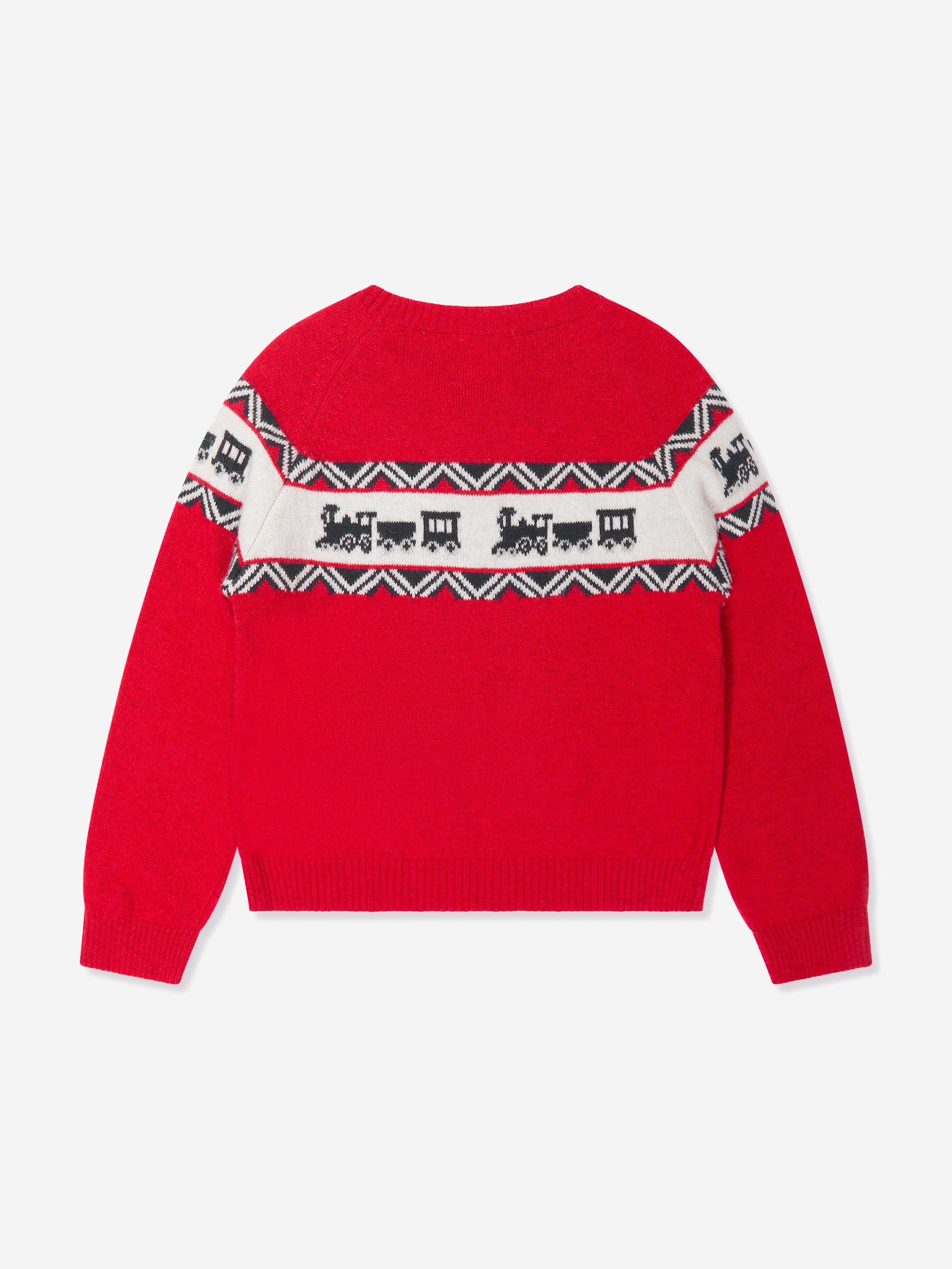 Patachou Boys Wool Knit Train Jumper in Red