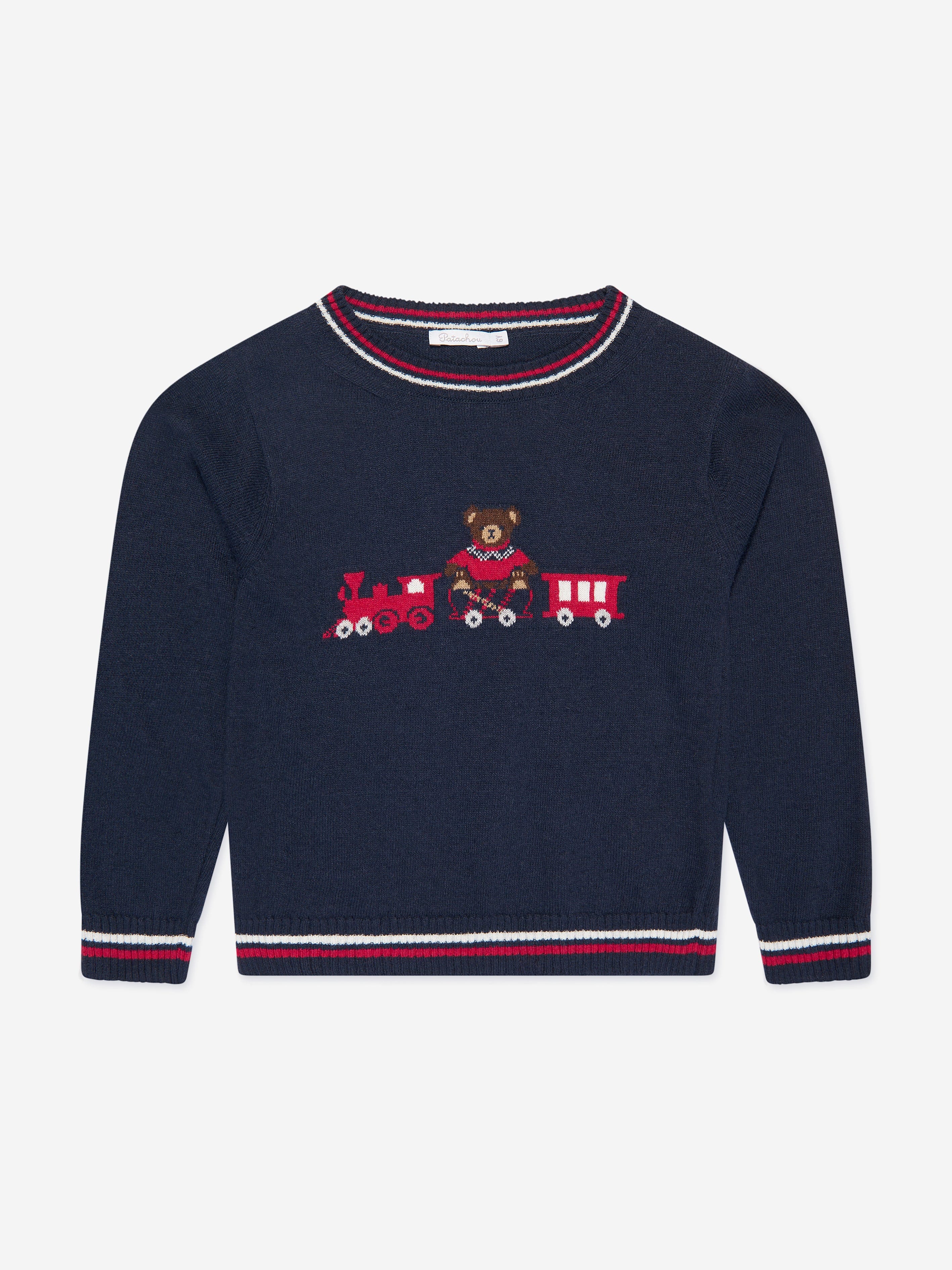 Patachou Boys Wool Knitted Jumper in Navy