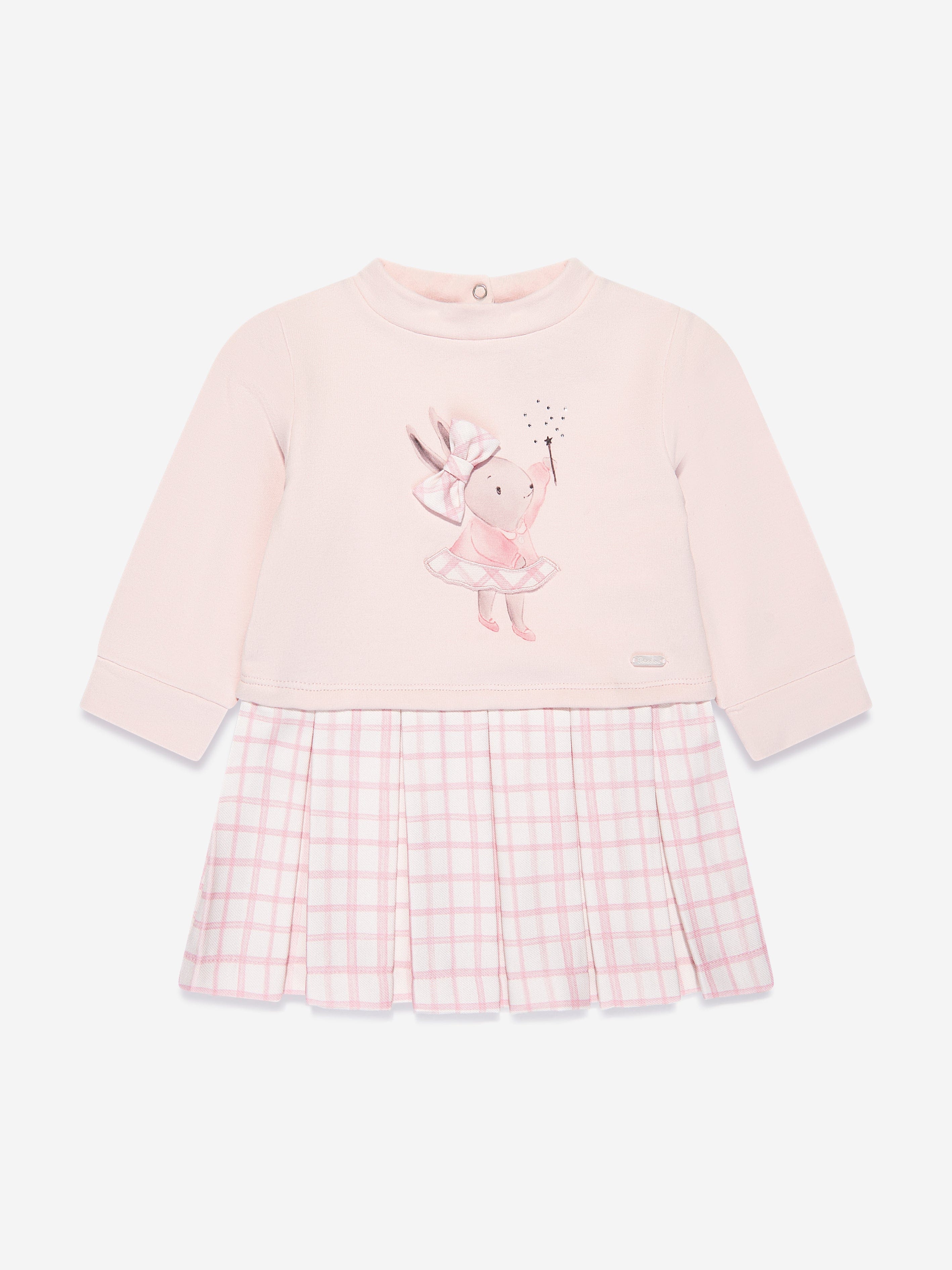 Patachou Baby Girls Rabbit Sweater Dress in Pink