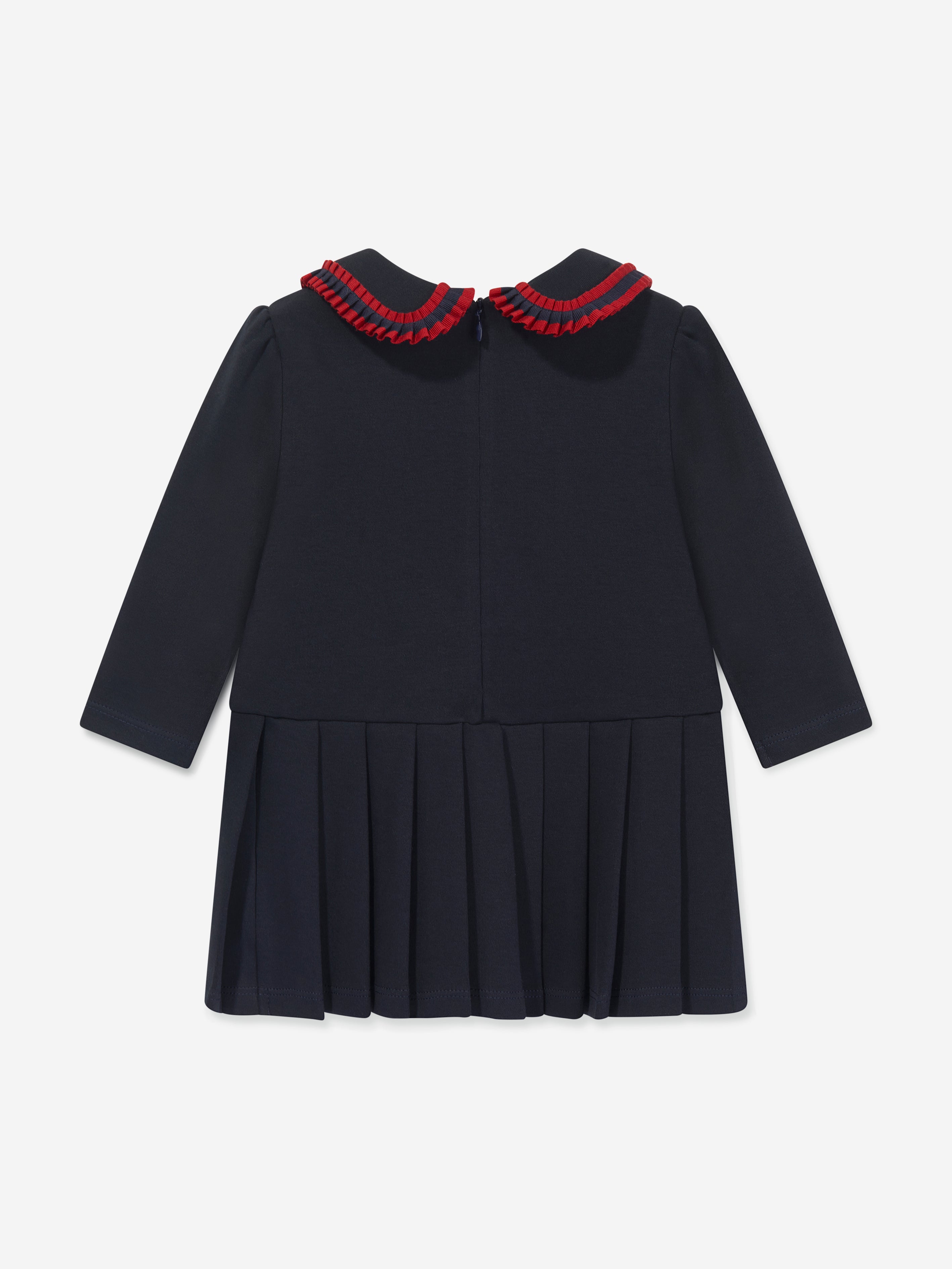 Patachou Baby Girls Jersey Pleated Dress in Navy