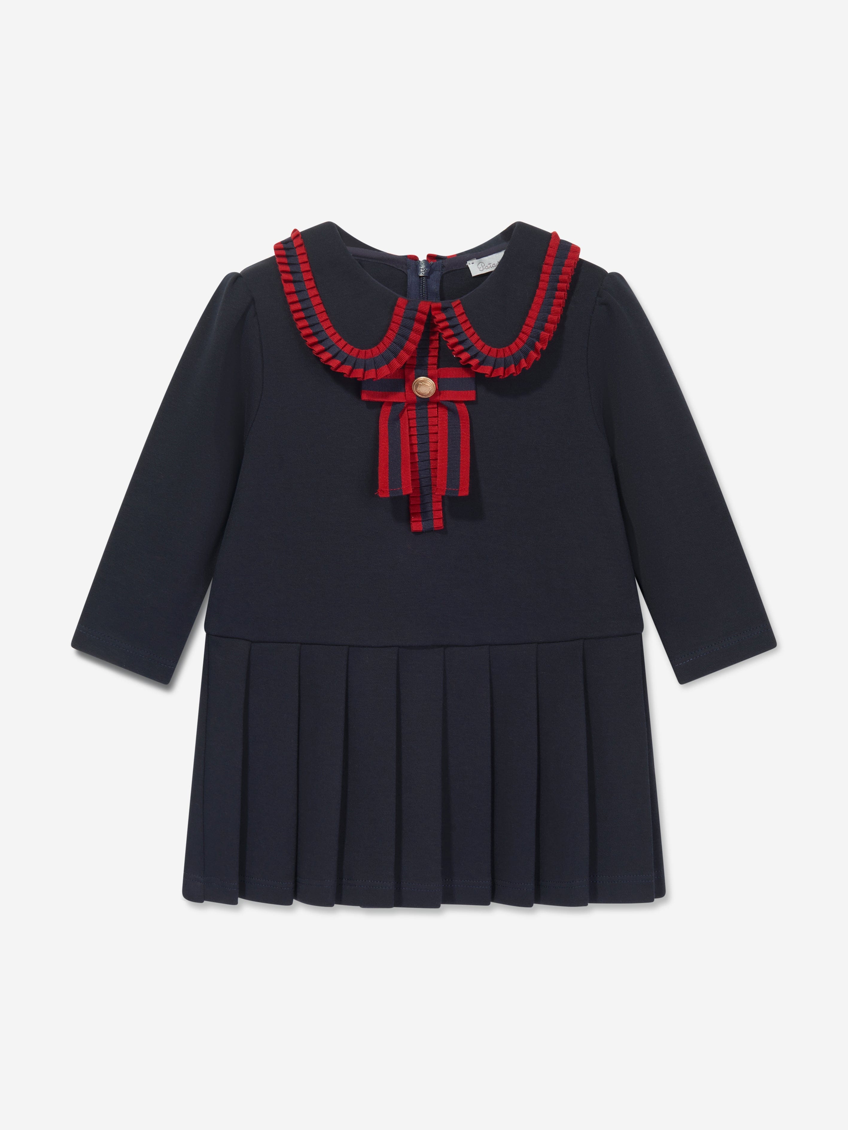 Patachou Baby Girls Jersey Pleated Dress in Navy