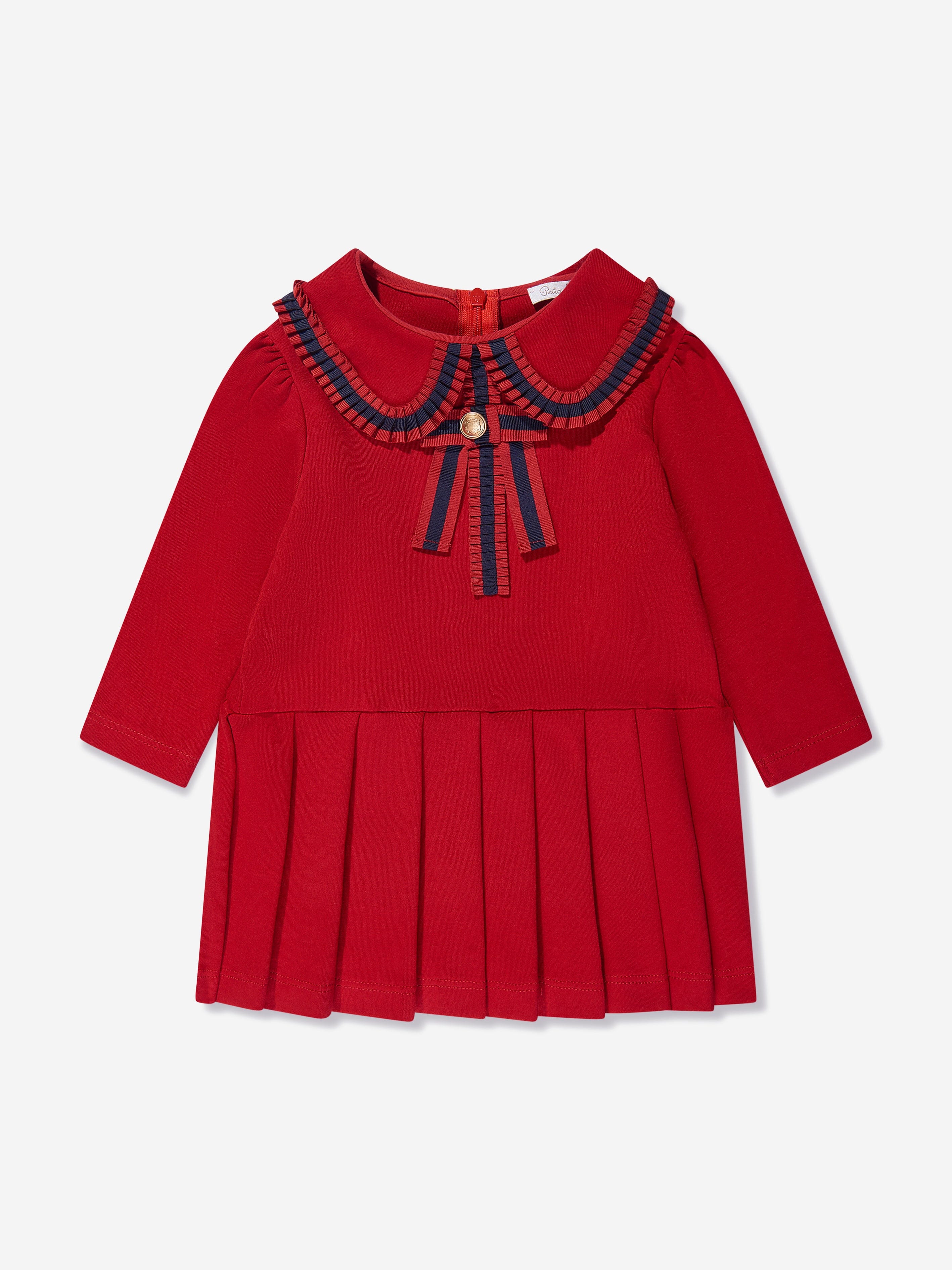 Patachou Baby Girls Jersey Pleated Dress in Red