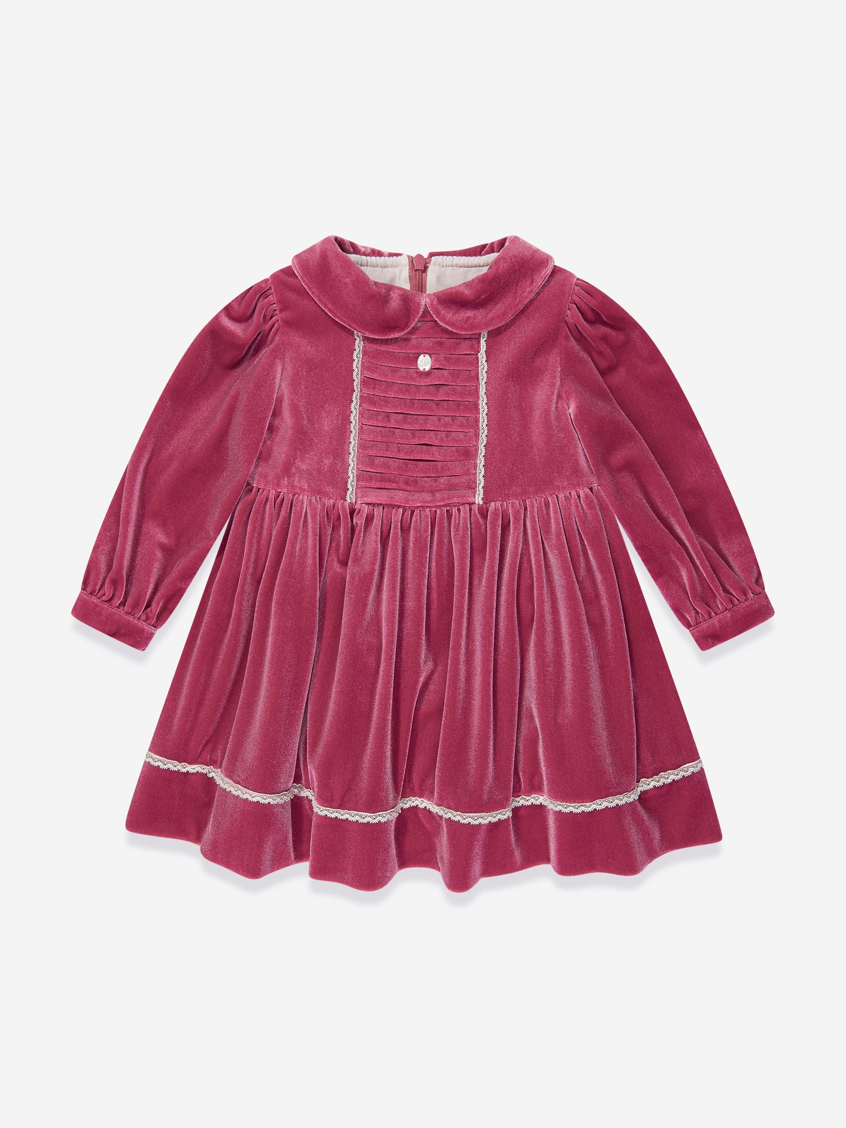 Patachou Baby Girls Velvet And Lace Dress in Pink