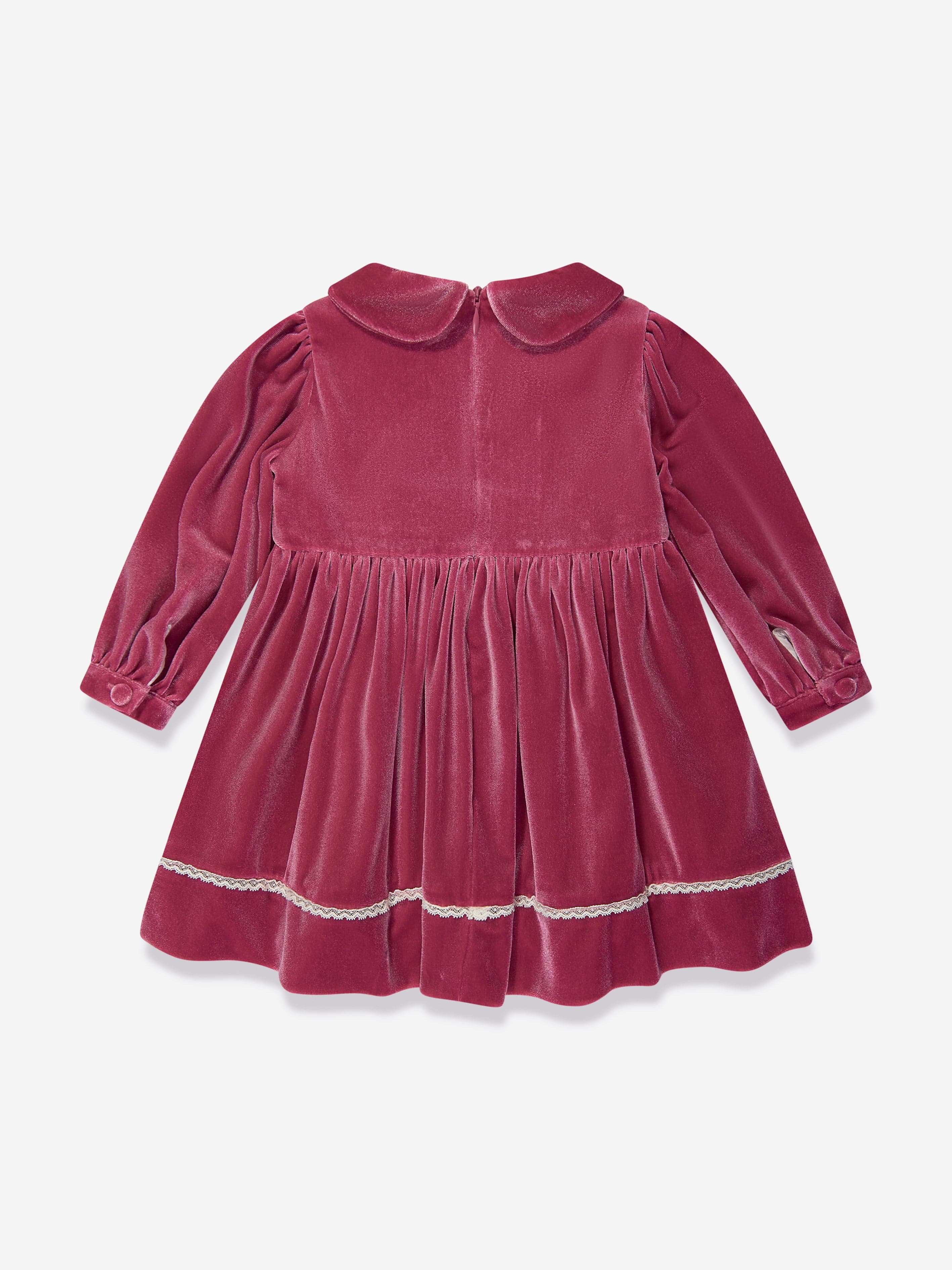 Patachou Baby Girls Velvet And Lace Dress in Pink