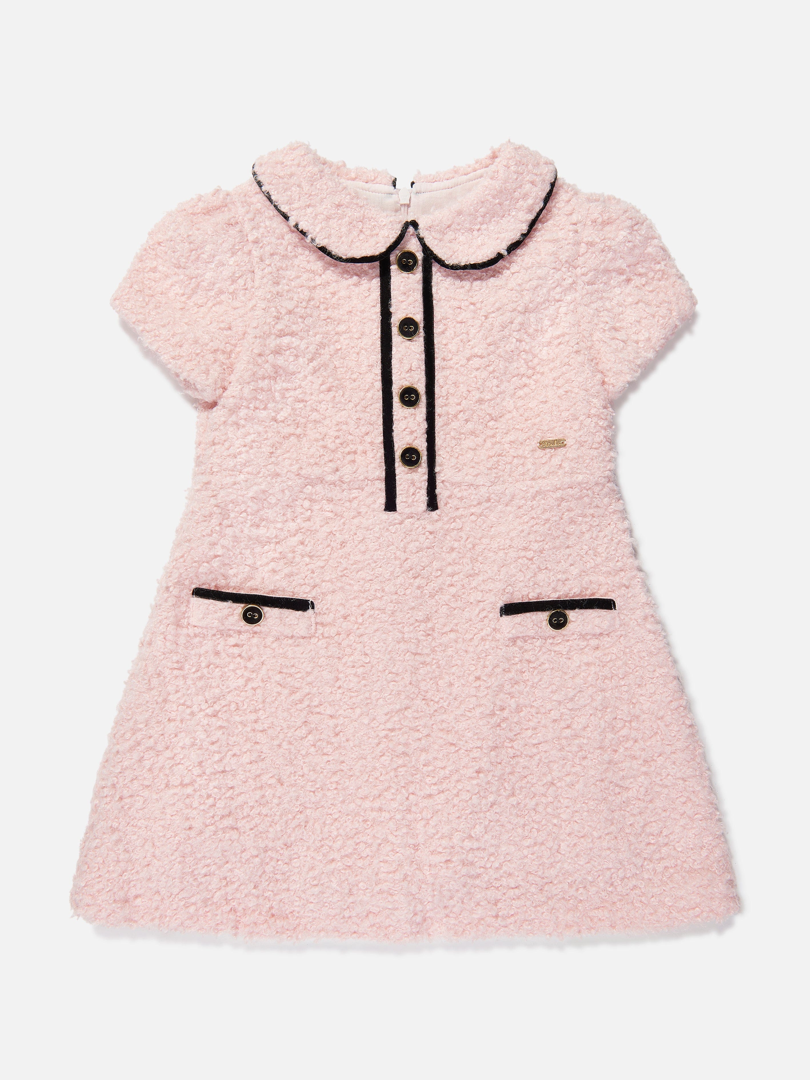 Patachou Girls Boucle Tweed Dress in Pink