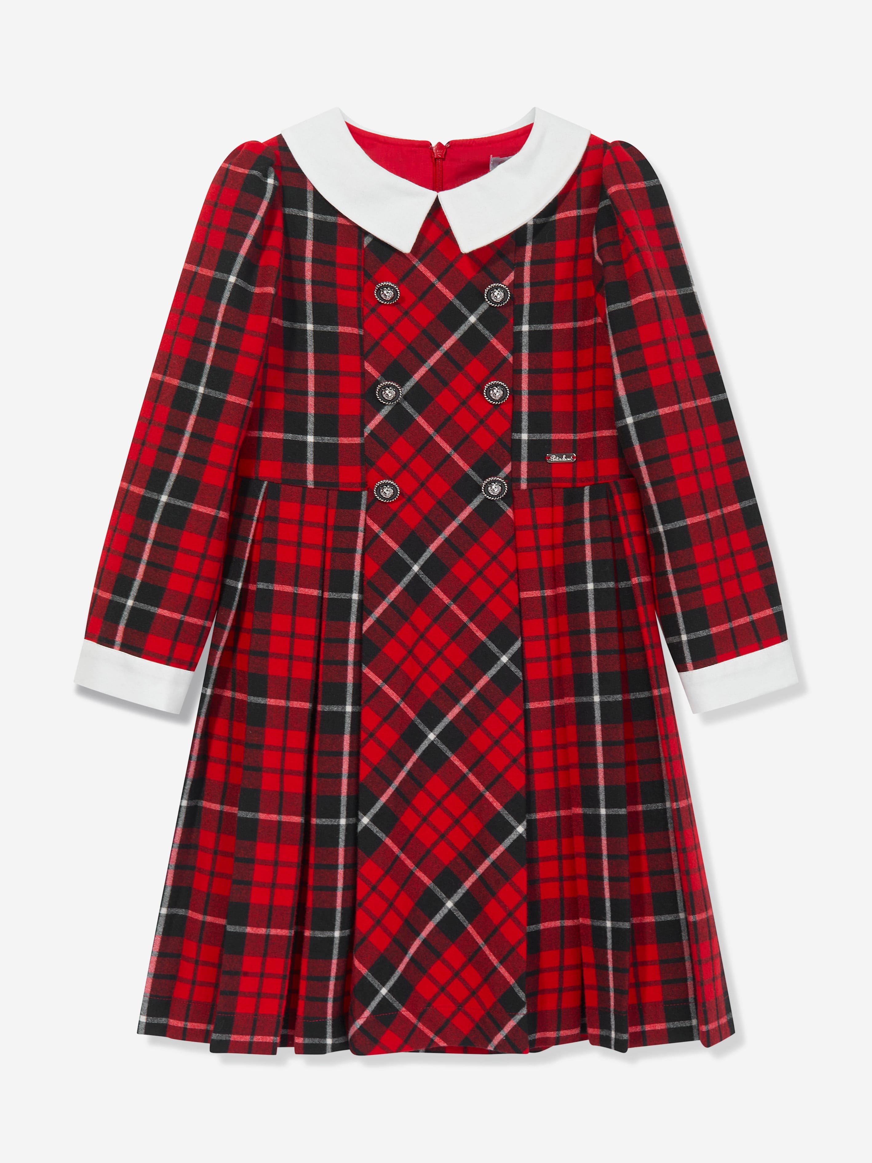 Patachou Girls Tartan Pleated Dress in Red