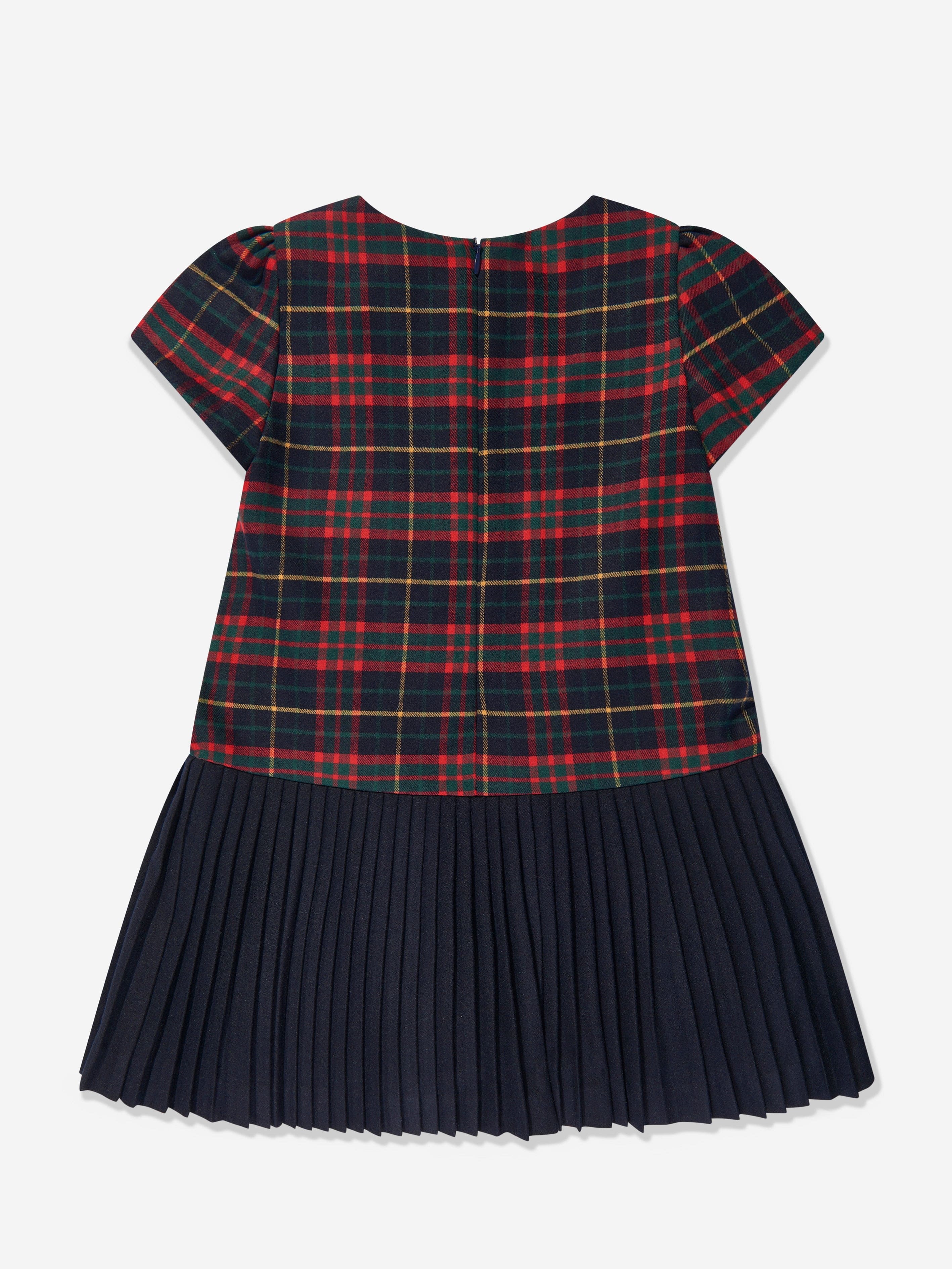 Patachou Girls Tartan Pleated Dress in Navy