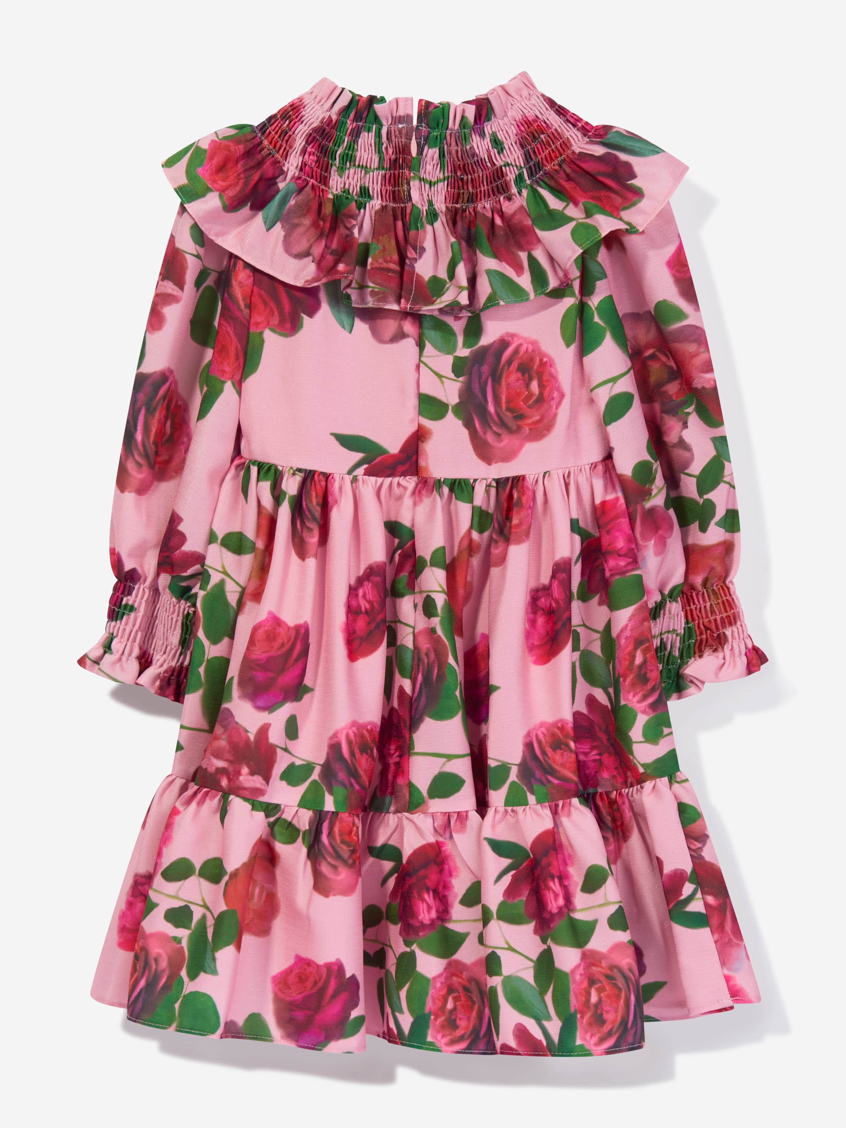 Patachou Girls Floral Crepe Dress in Pink