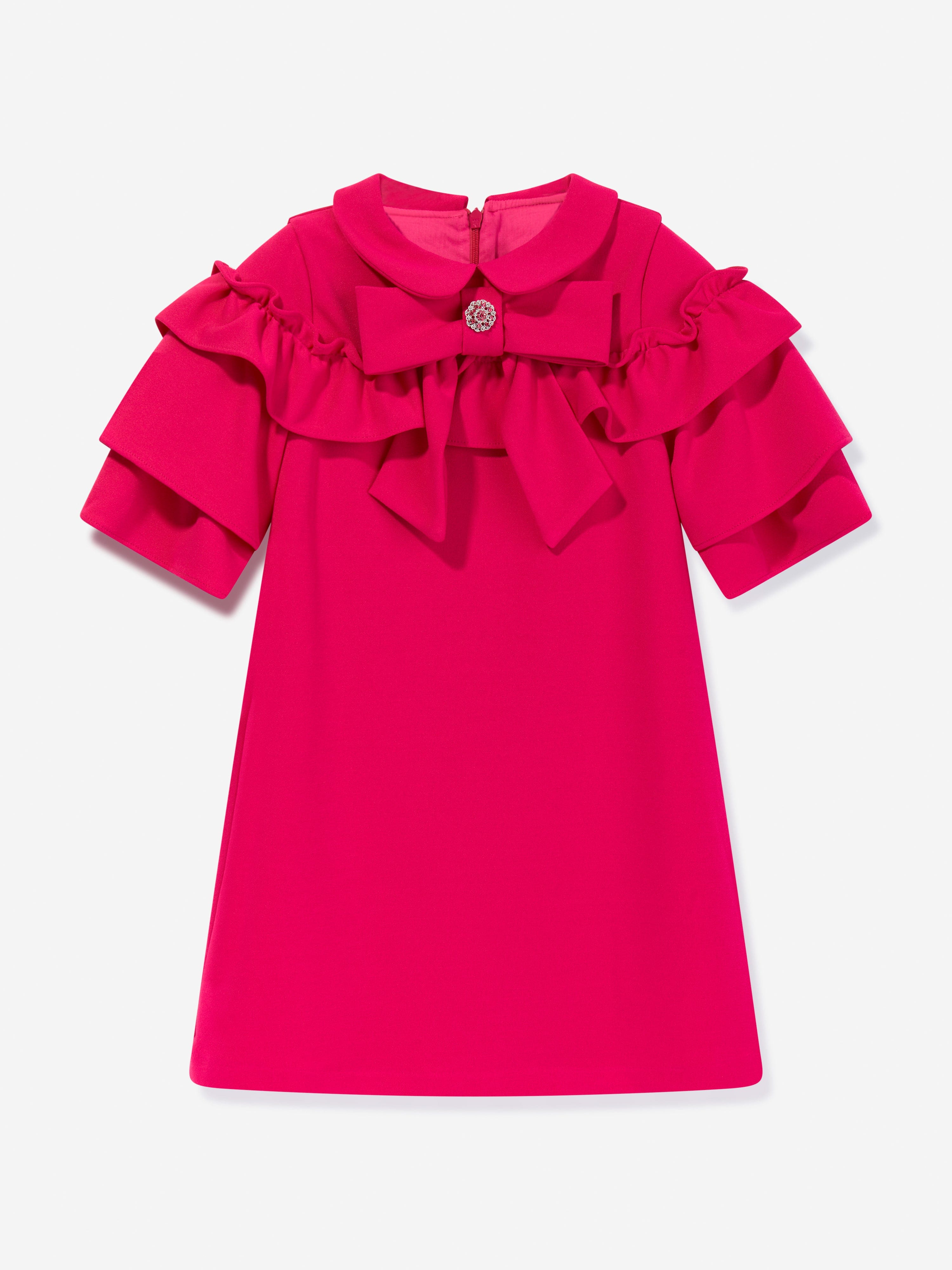 Patachou Girls Bow Ruffle Dress in Pink