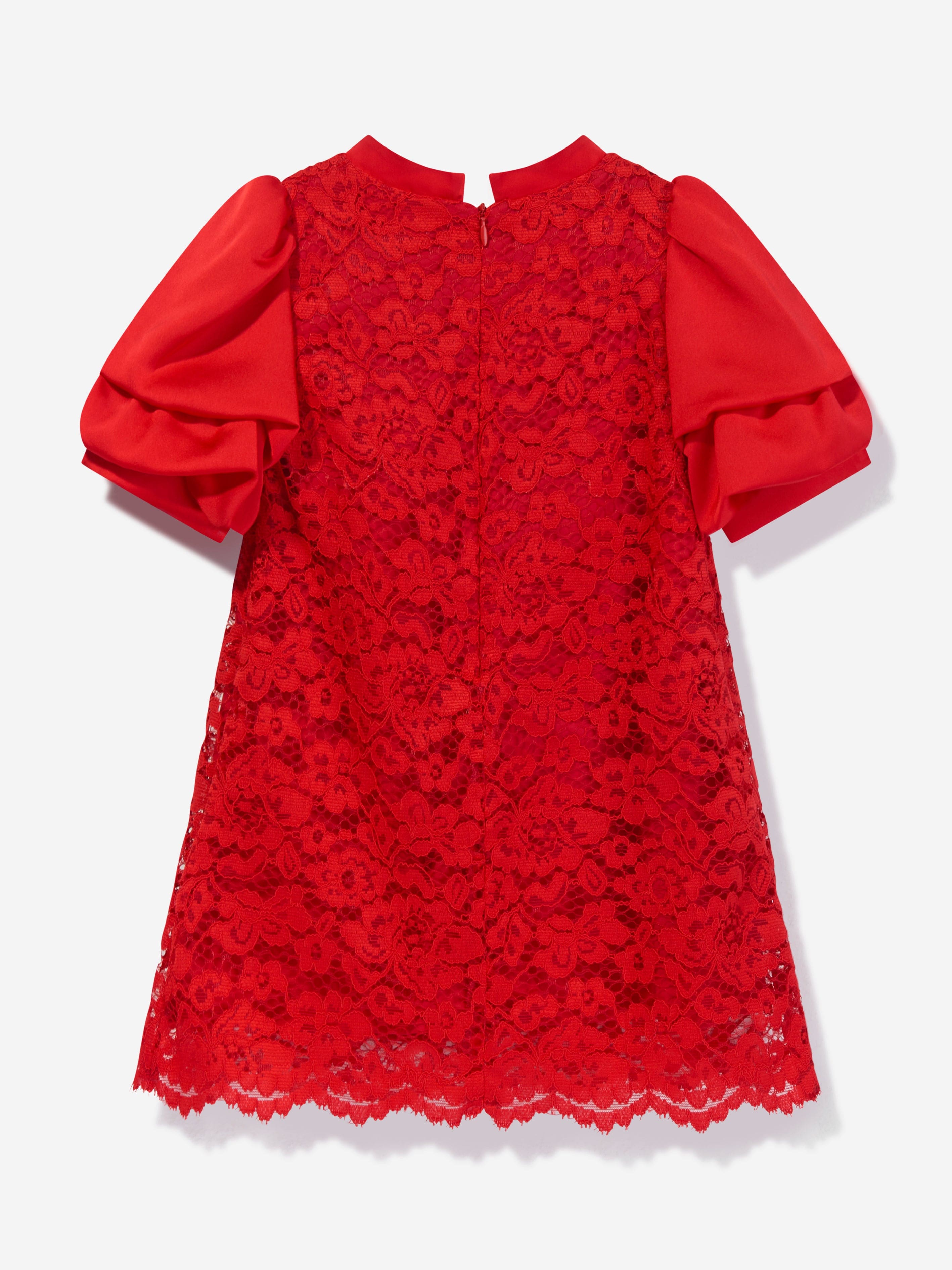 Patachou Girls Satin And Lace Dress in Red