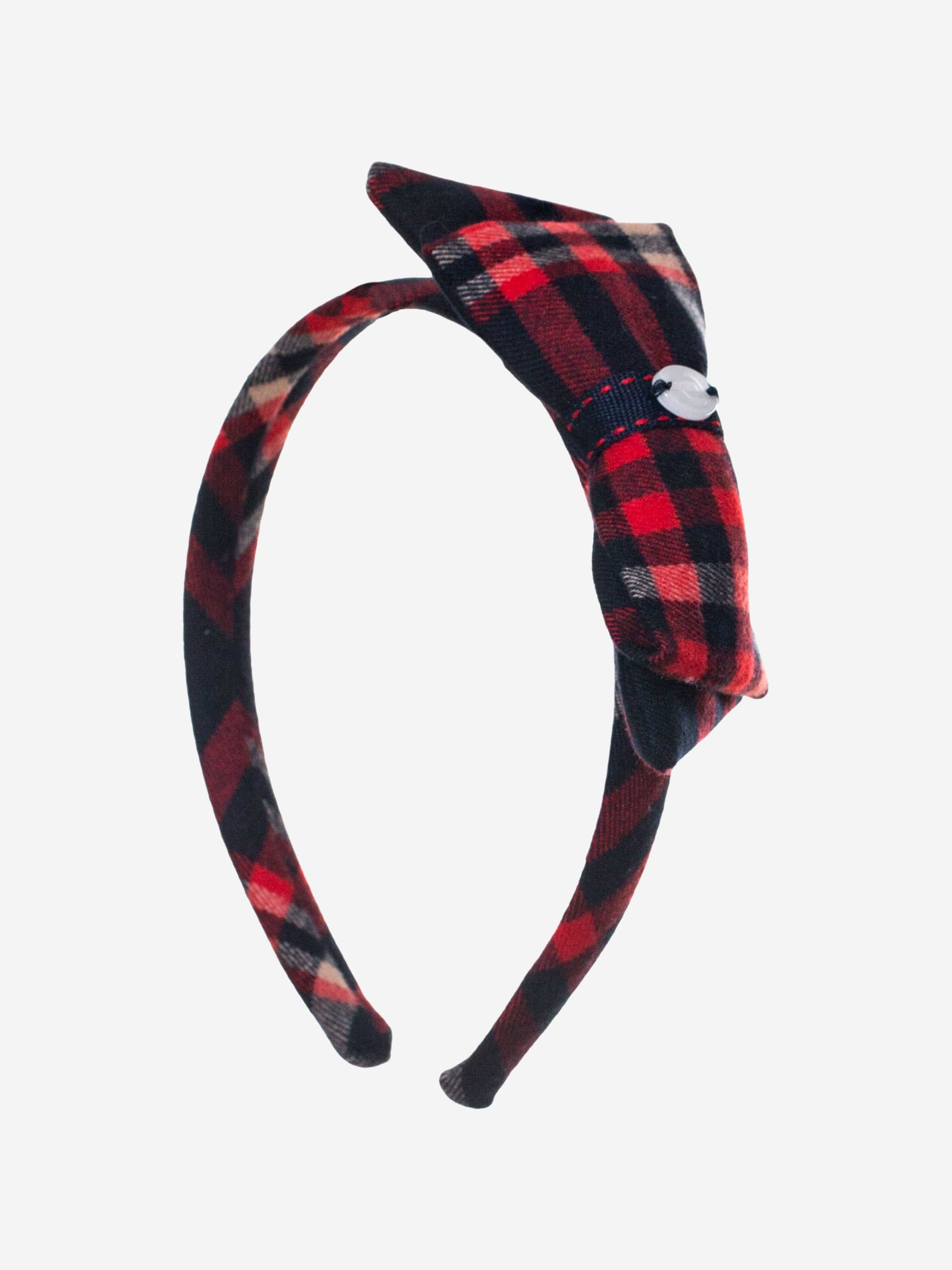 Patachou Girls Tartan Bow Headband in Red