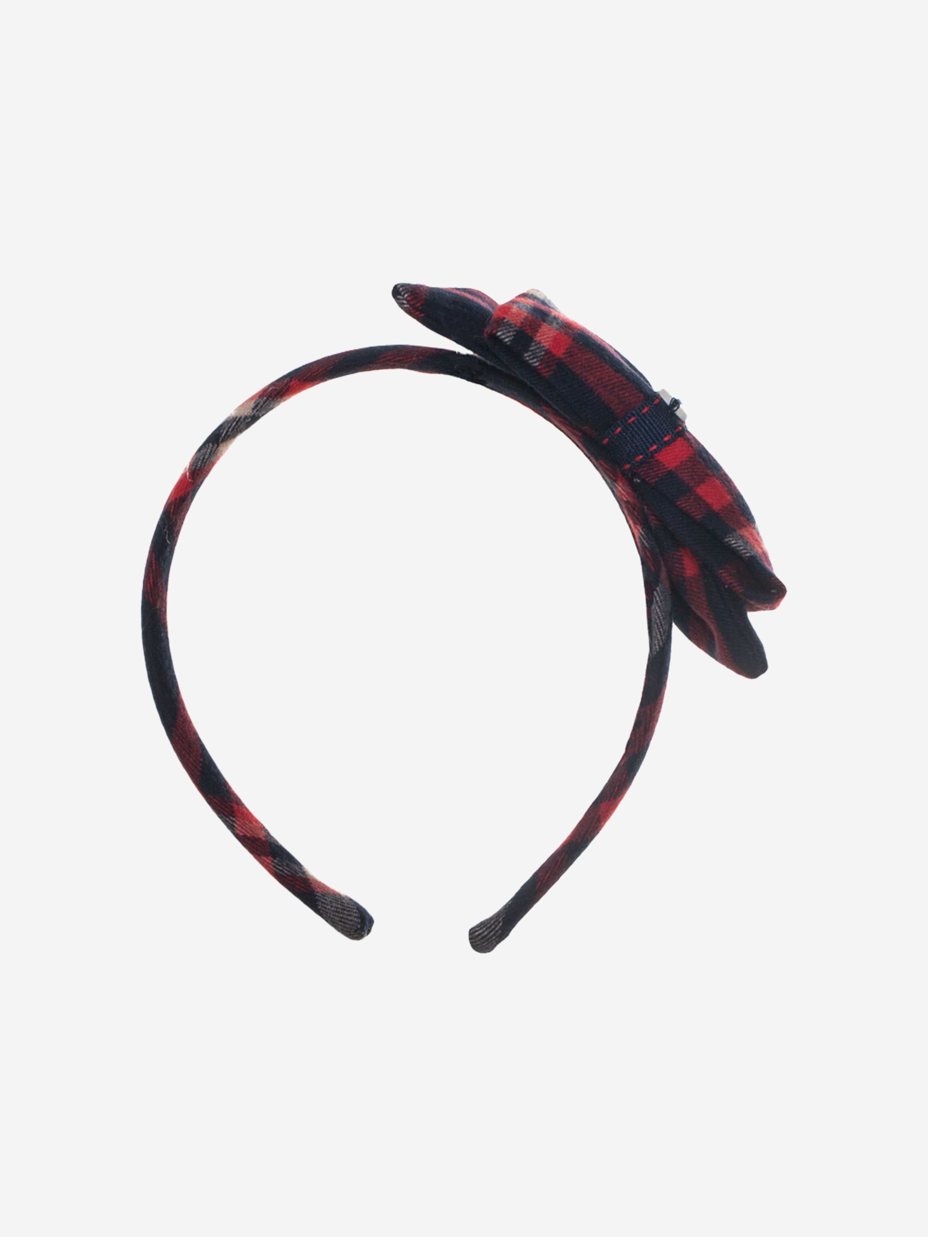 Girls Tartan Bow Headband in Red