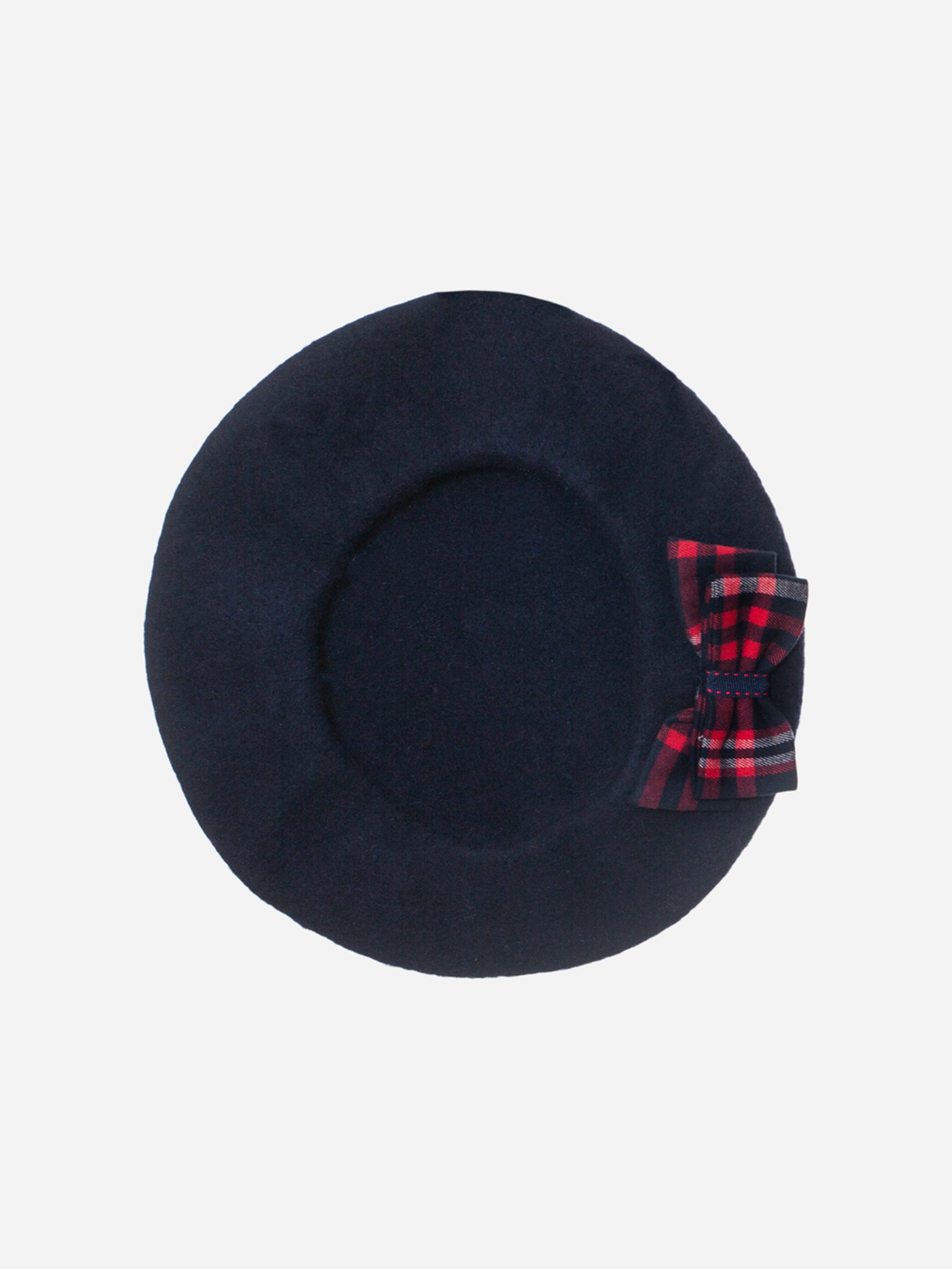 Girls Tartan Bow Beret in Navy