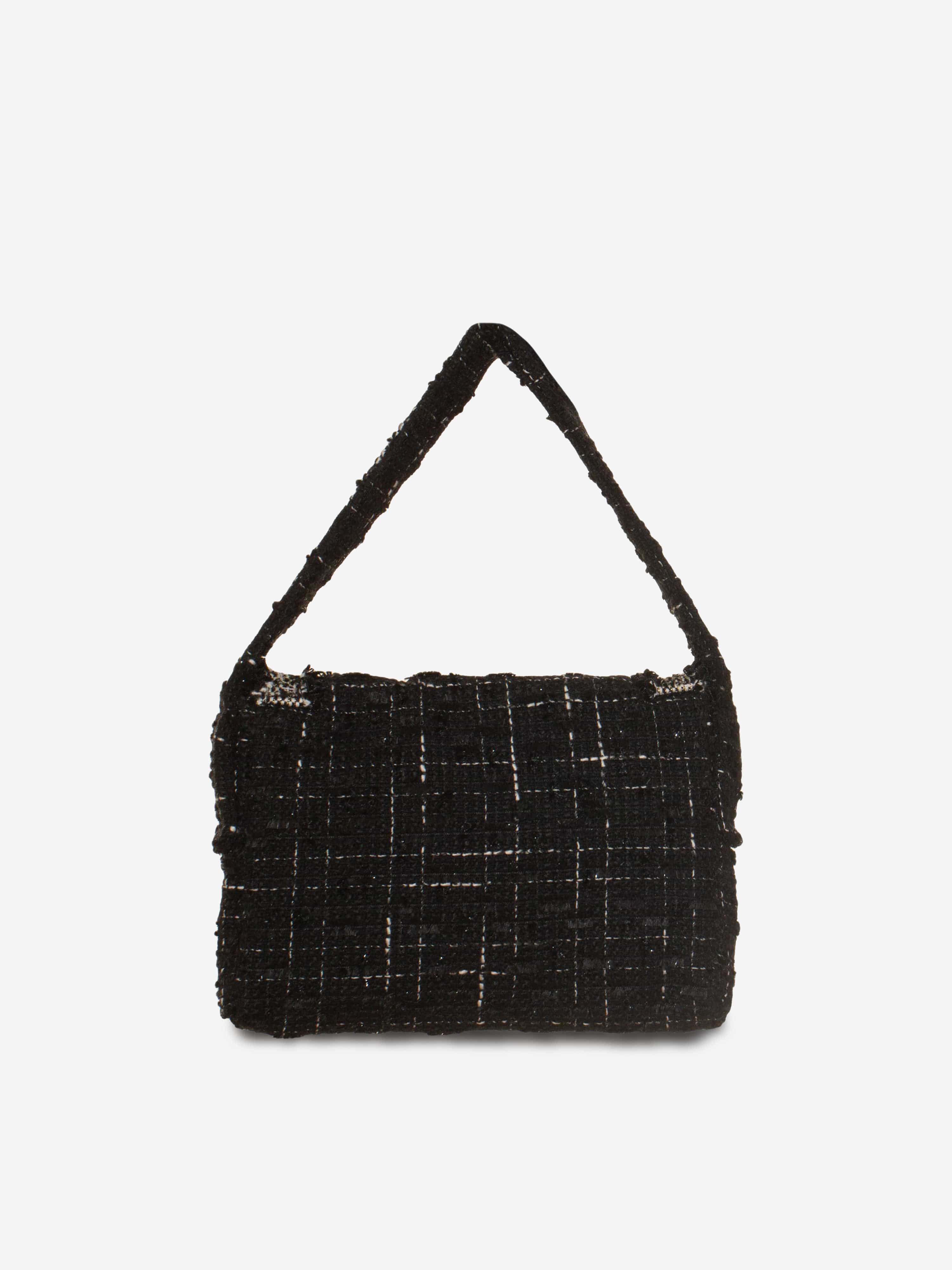 Girls Tweed Handbag in Black (19cm)