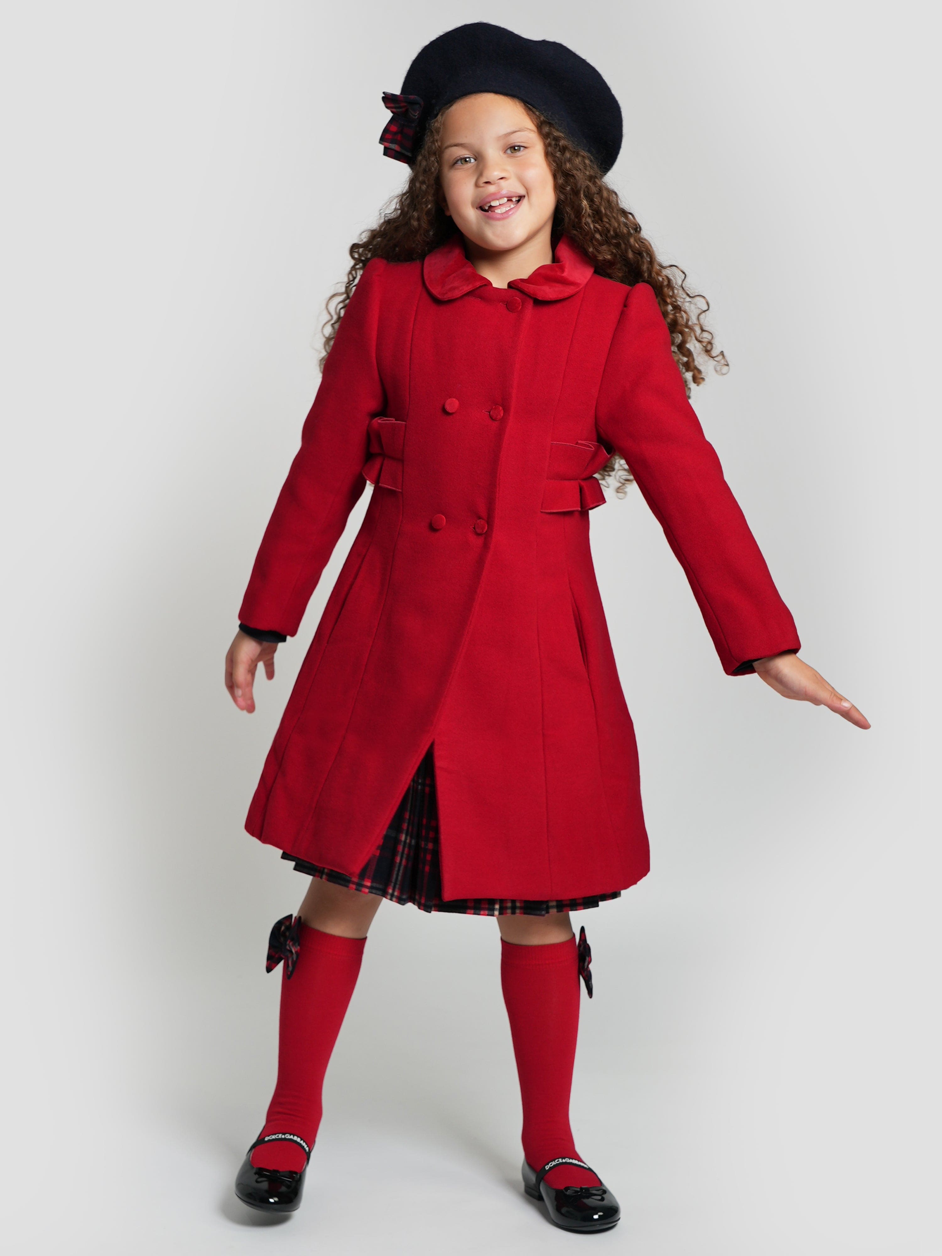 Girls Felted Coat in Red