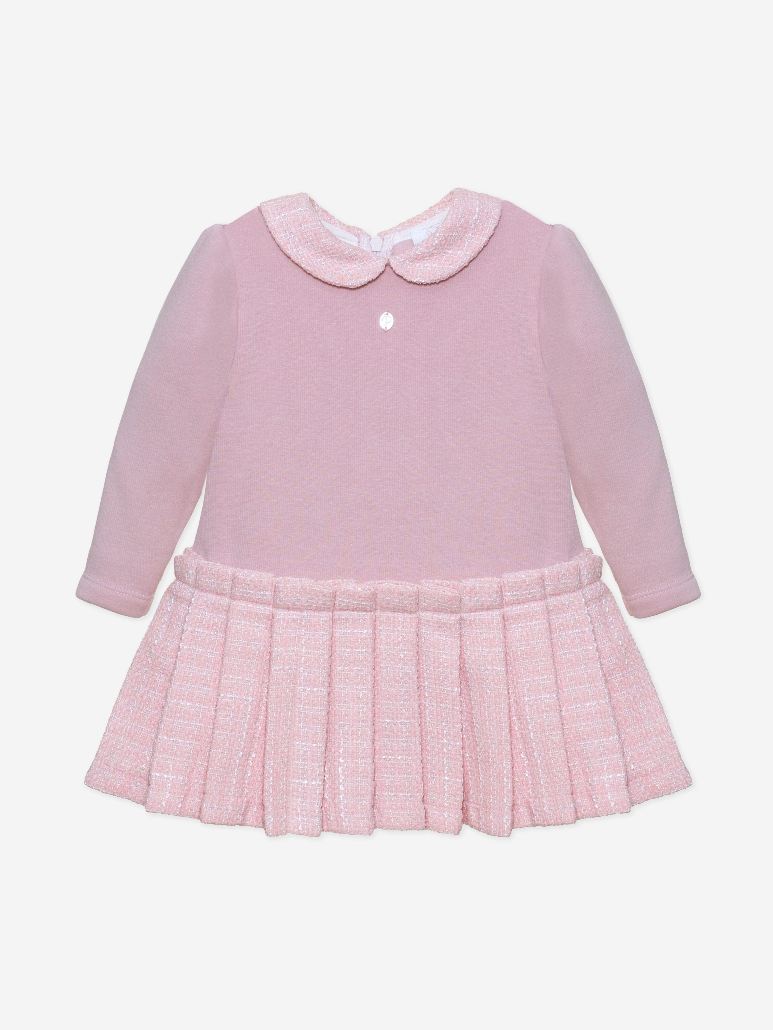 Baby Girls Jersey and Tweed Dress in Pink