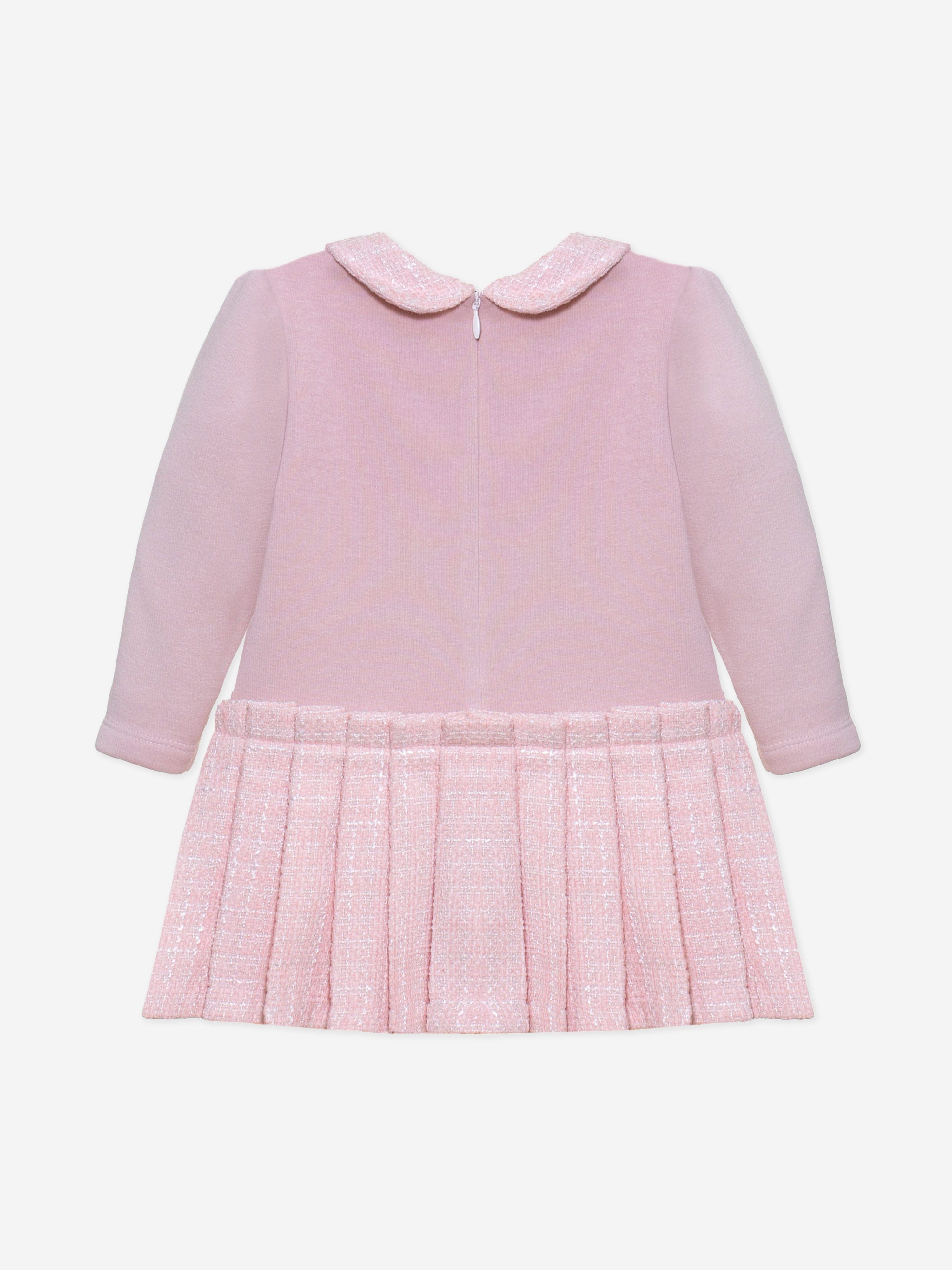 Baby Girls Jersey and Tweed Dress in Pink