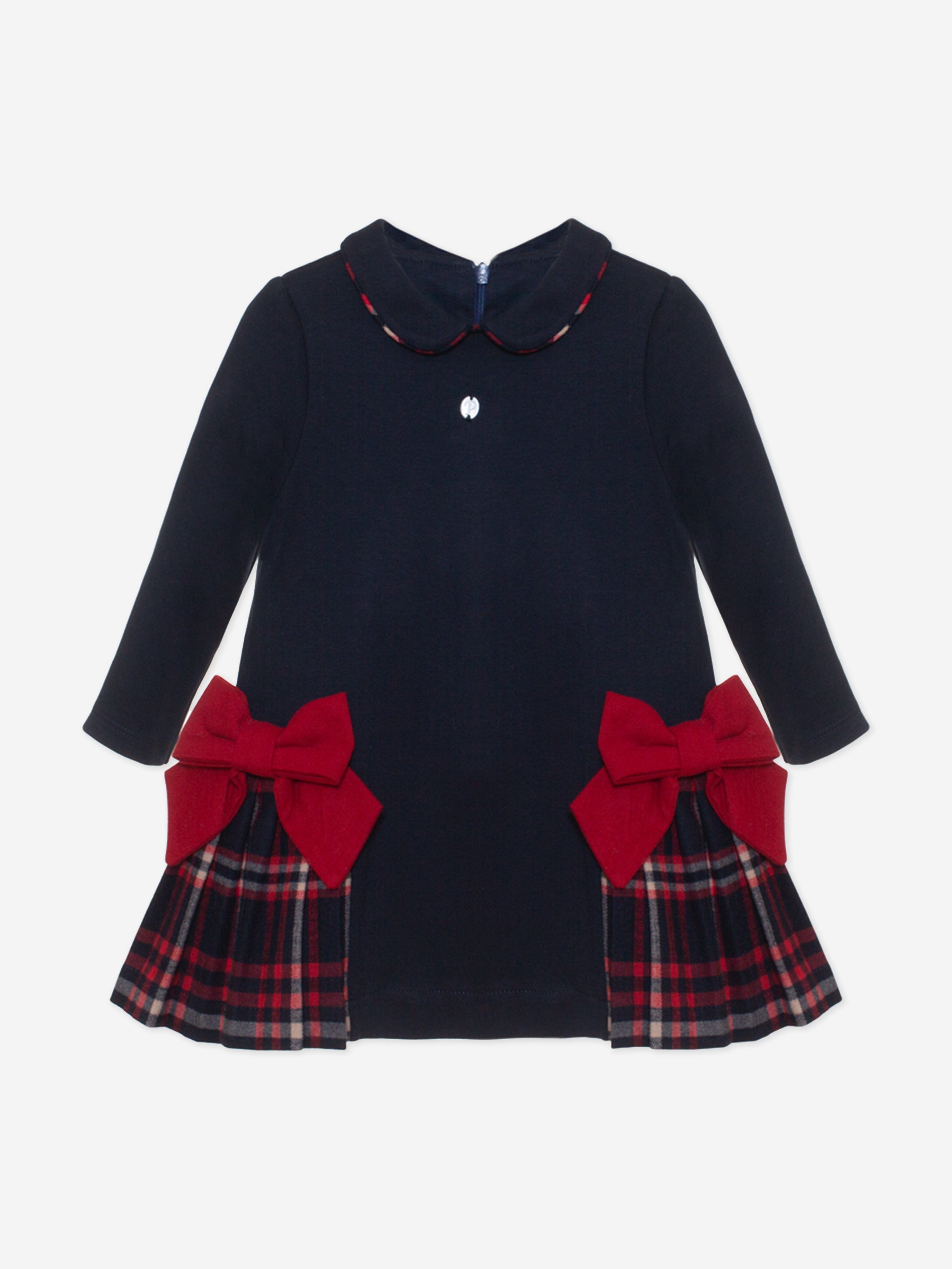 Baby Girls Jersey Bow Dress in Navy