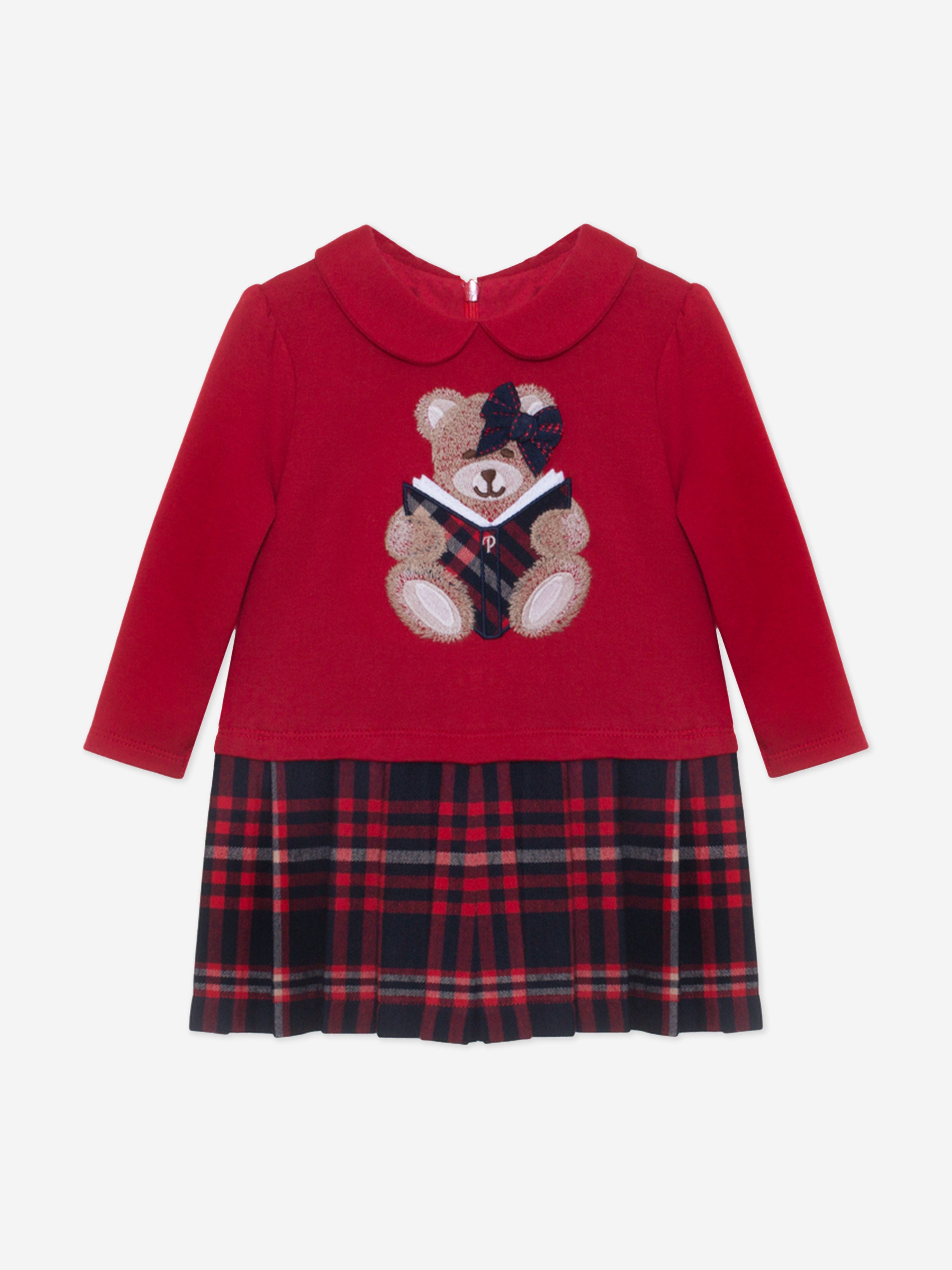 Baby Girls Teddy Bear Dress in Red