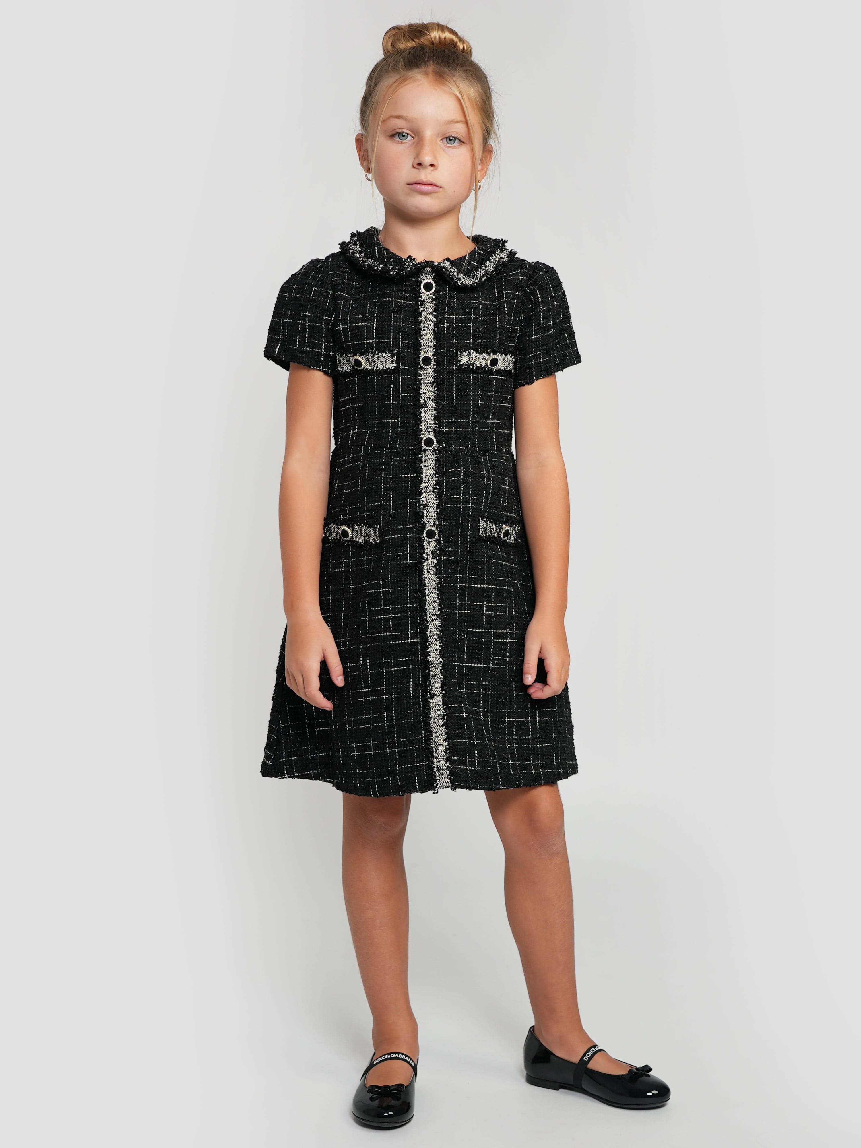 Girls Tweed Dress in Black