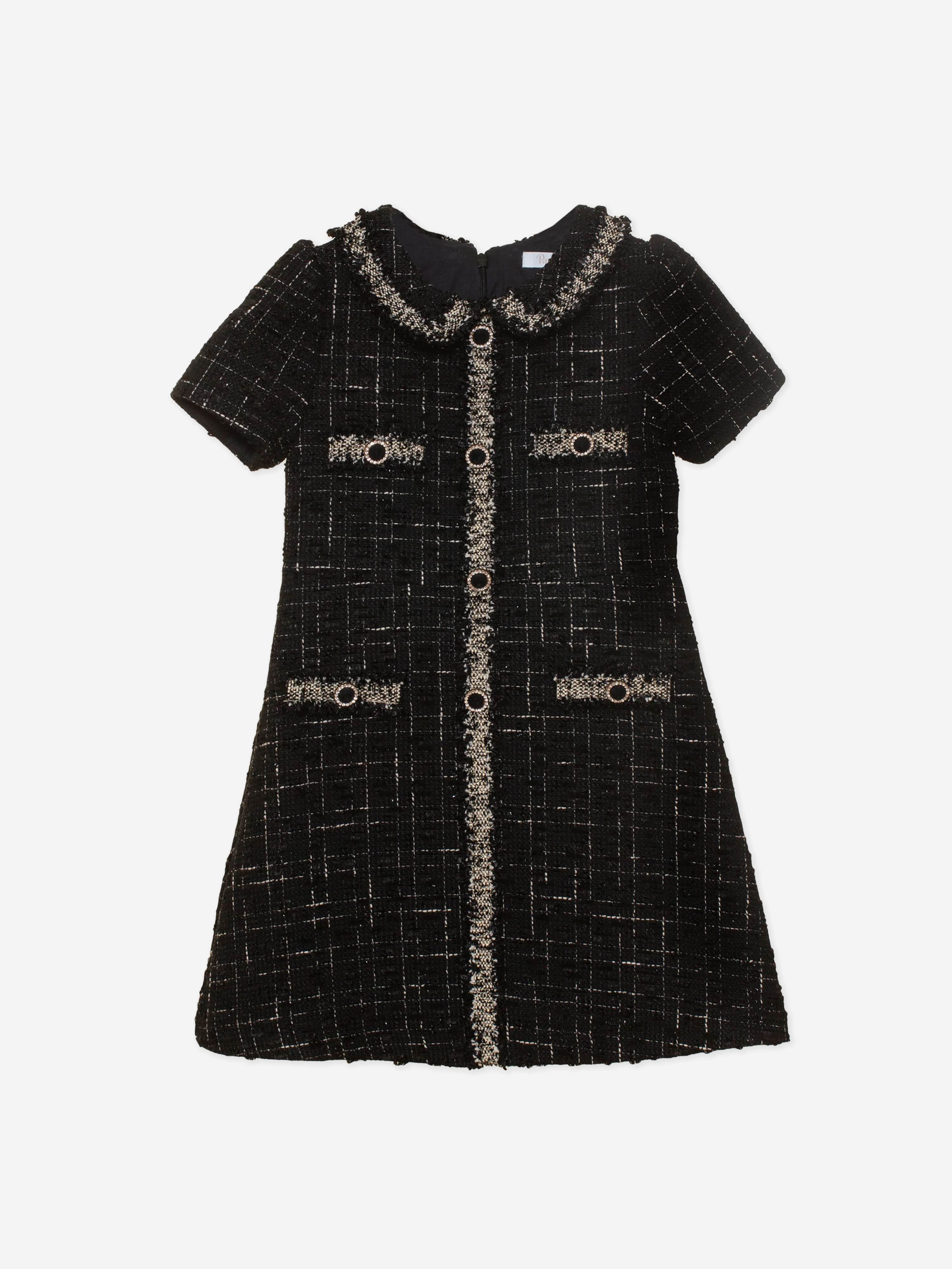 Girls Tweed Dress in Black