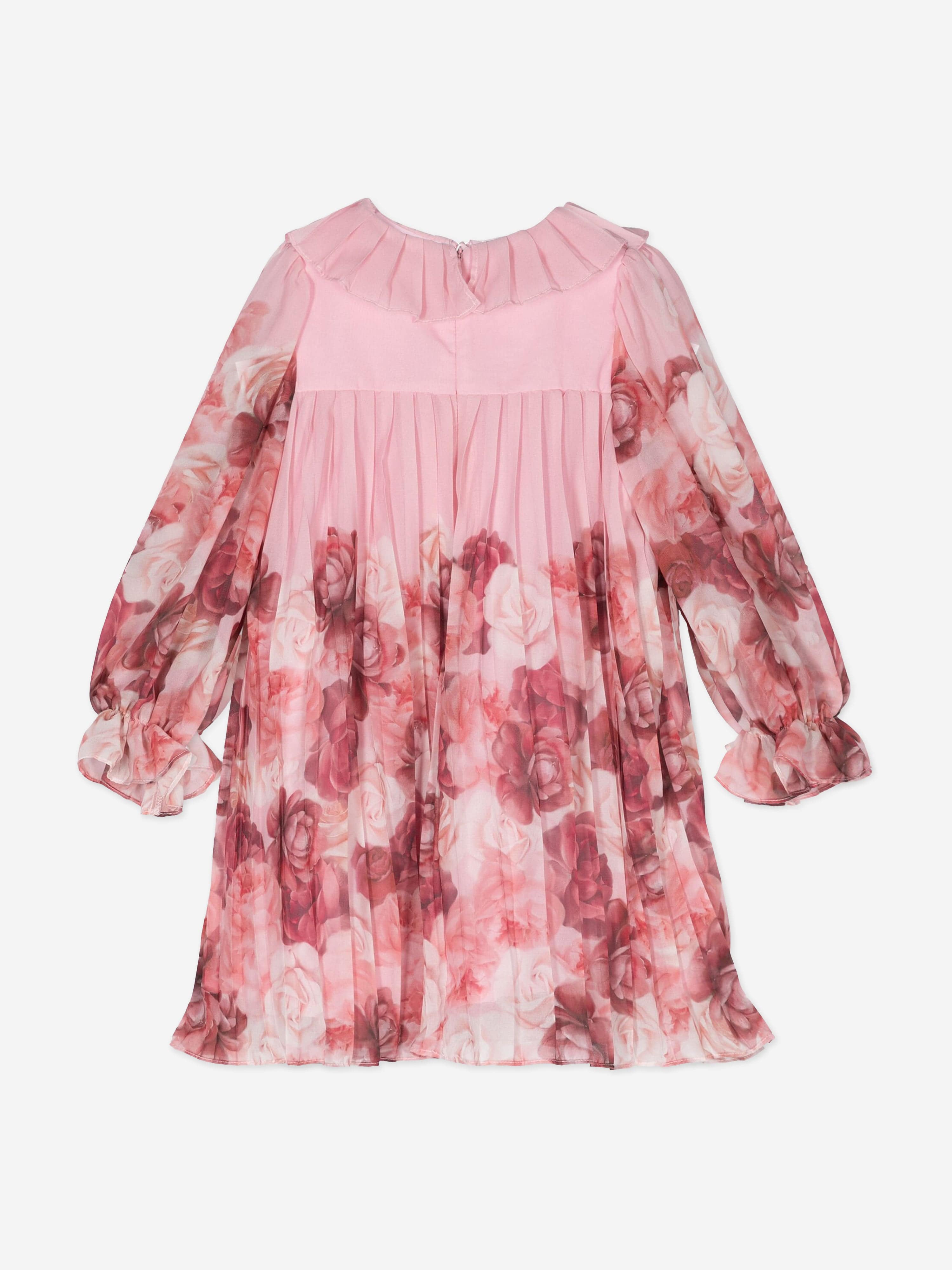 Girls Floral Chiffon Dress in Pink