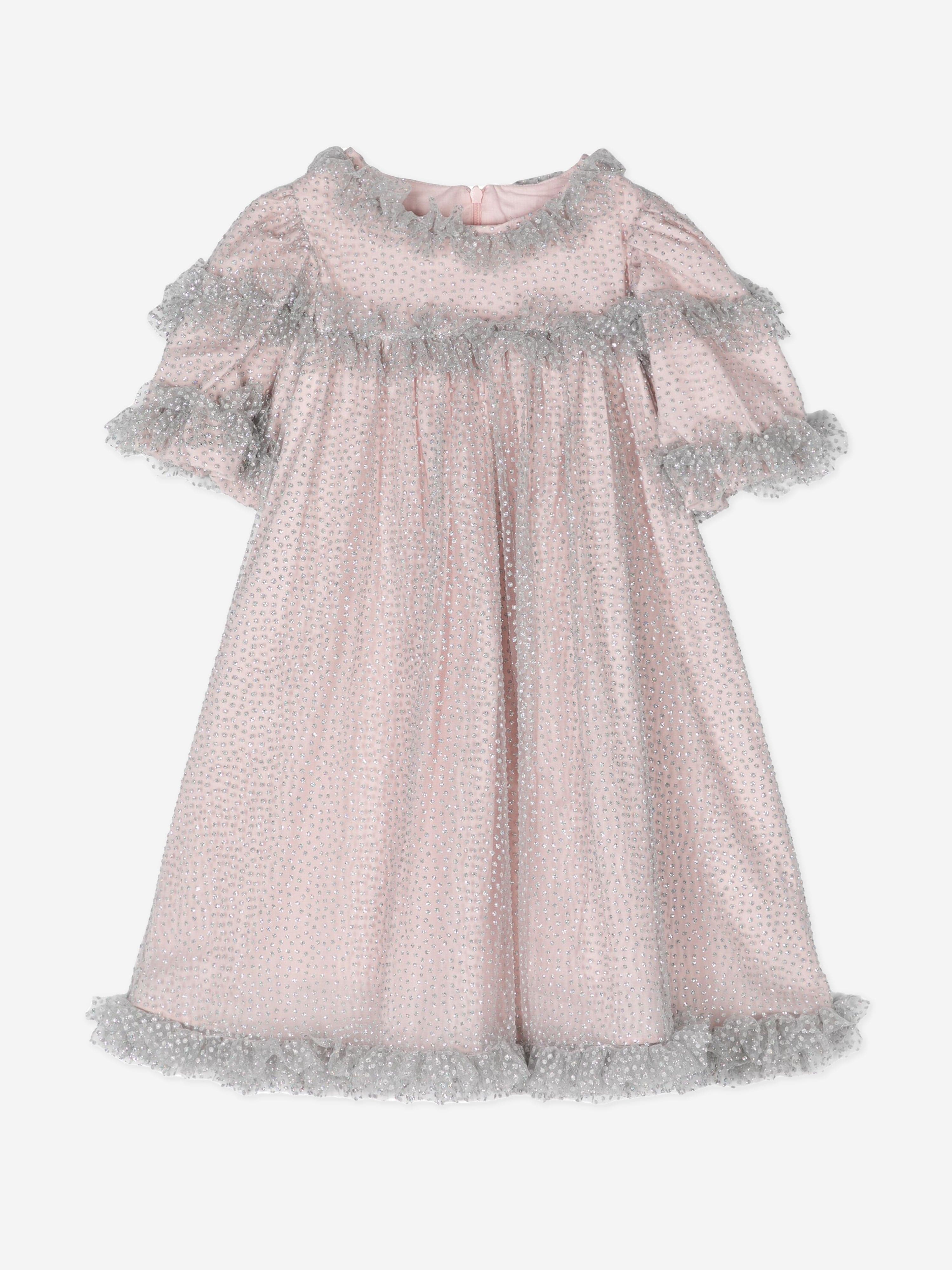 Girls Frilled Tulle Dress in Pink