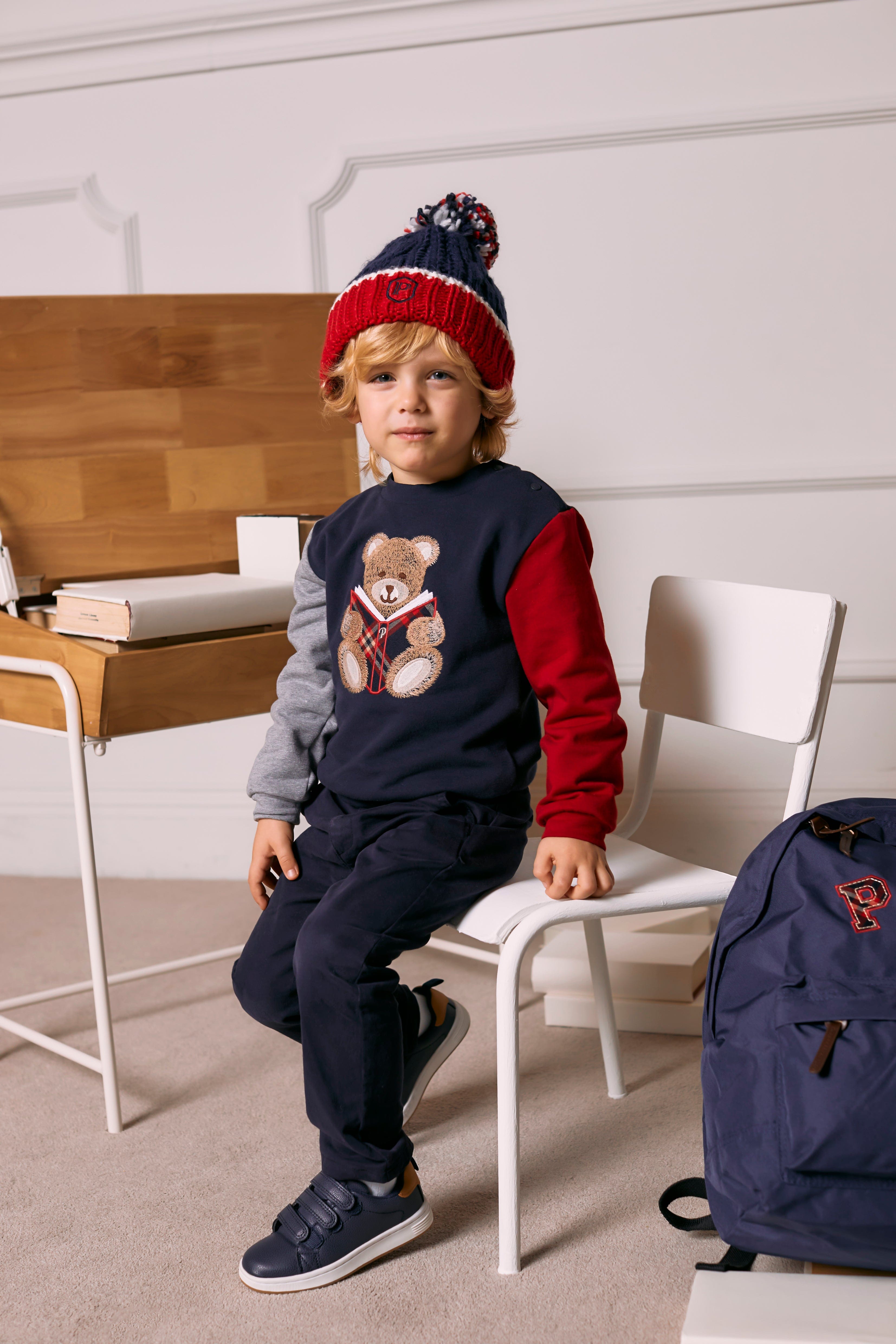 Patachou Baby Boys Teddy Bear Jumper in Navy