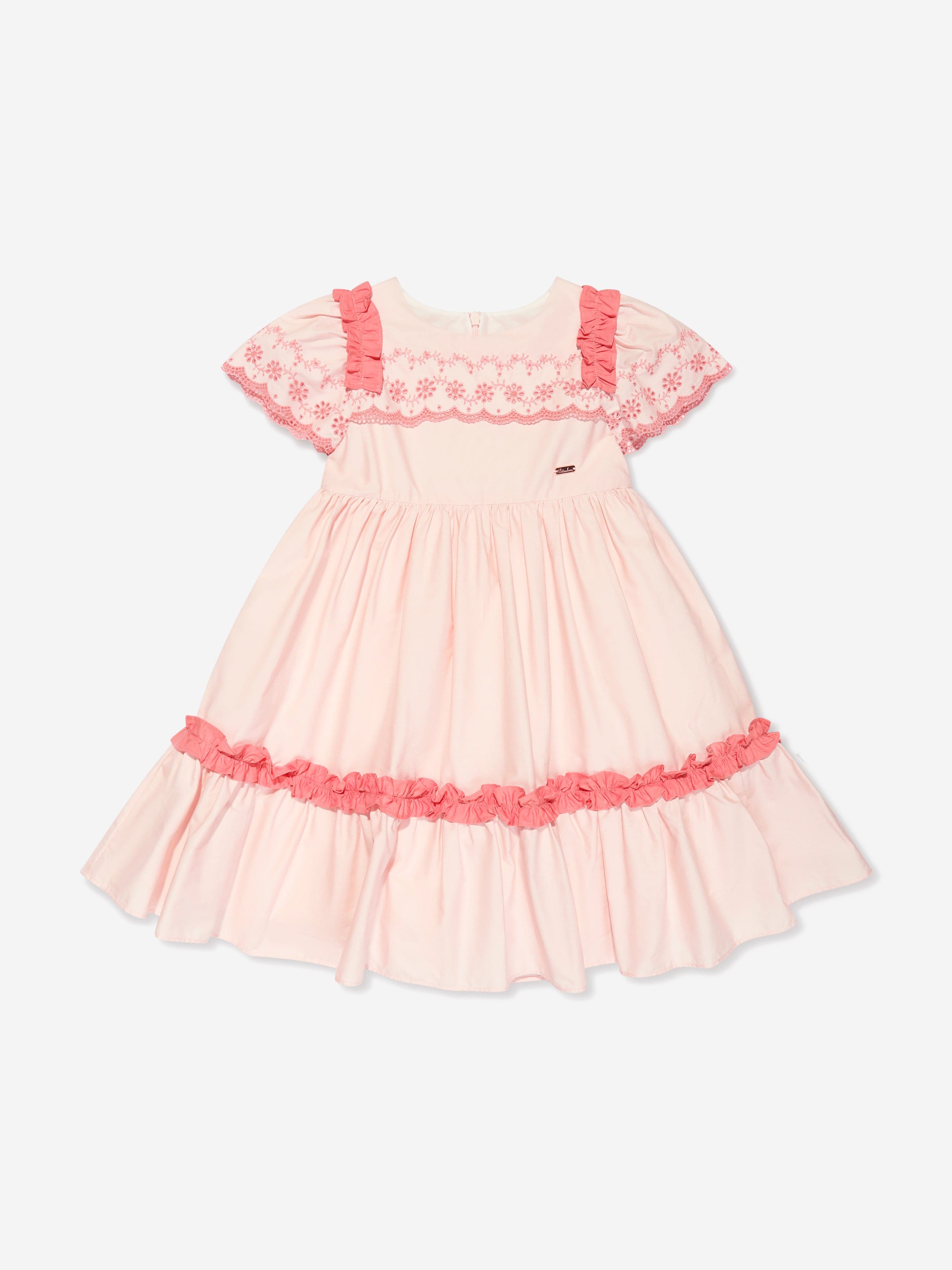 Patachou Girls Embroidered Dress in Pink