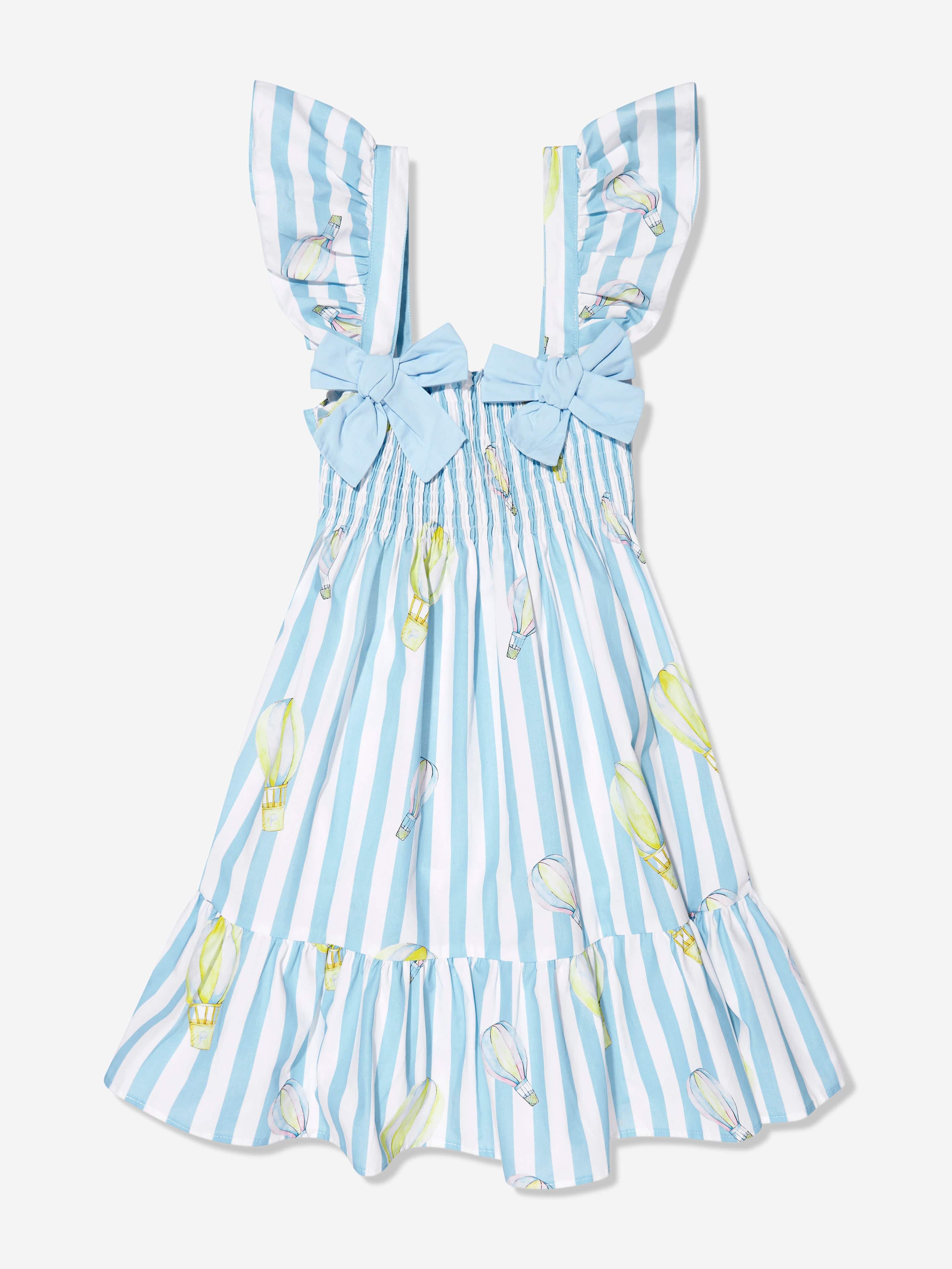 Patachou Girls Striped Air Balloon Dress in Blue