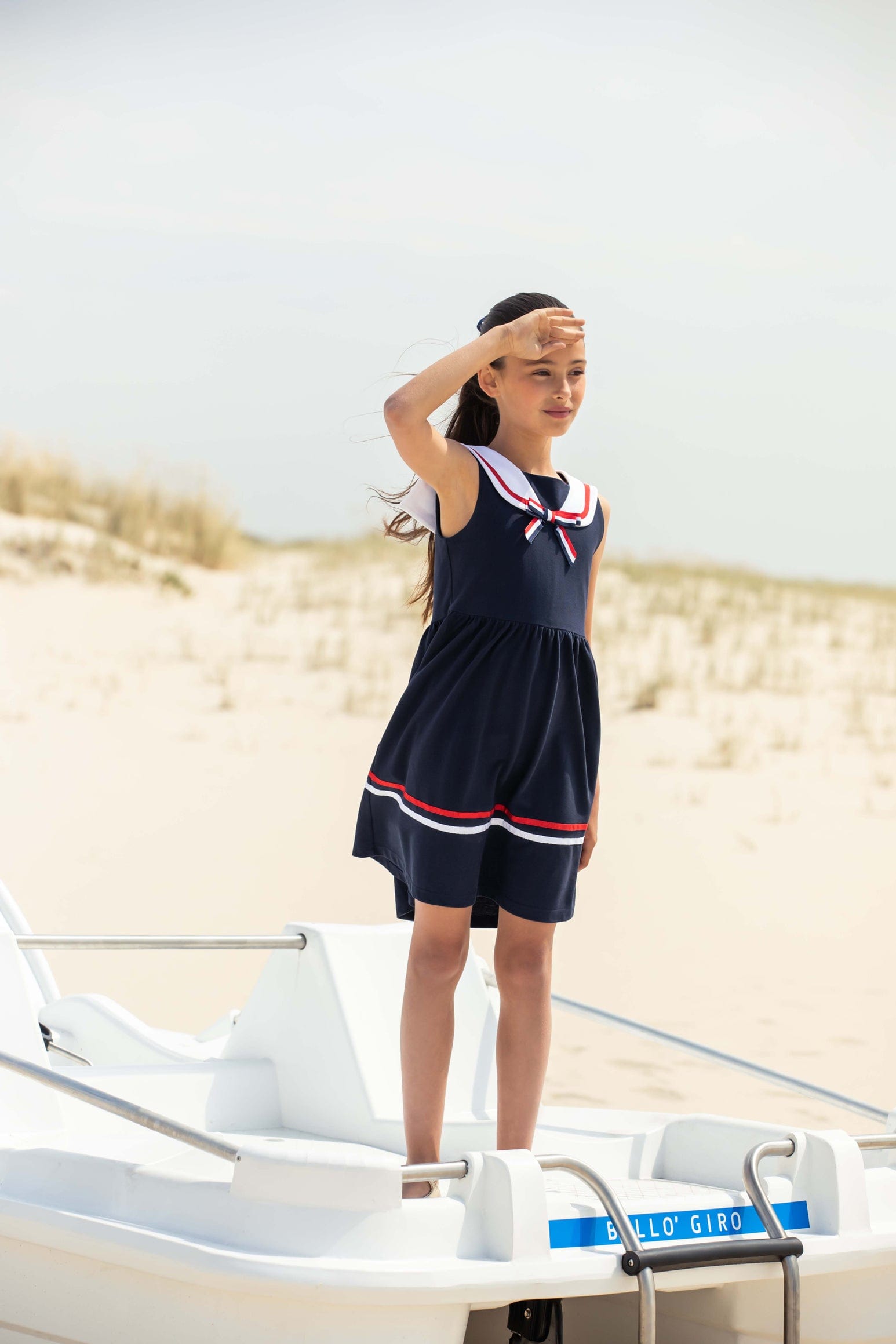 Patachou Girls Sailor Dress in Navy