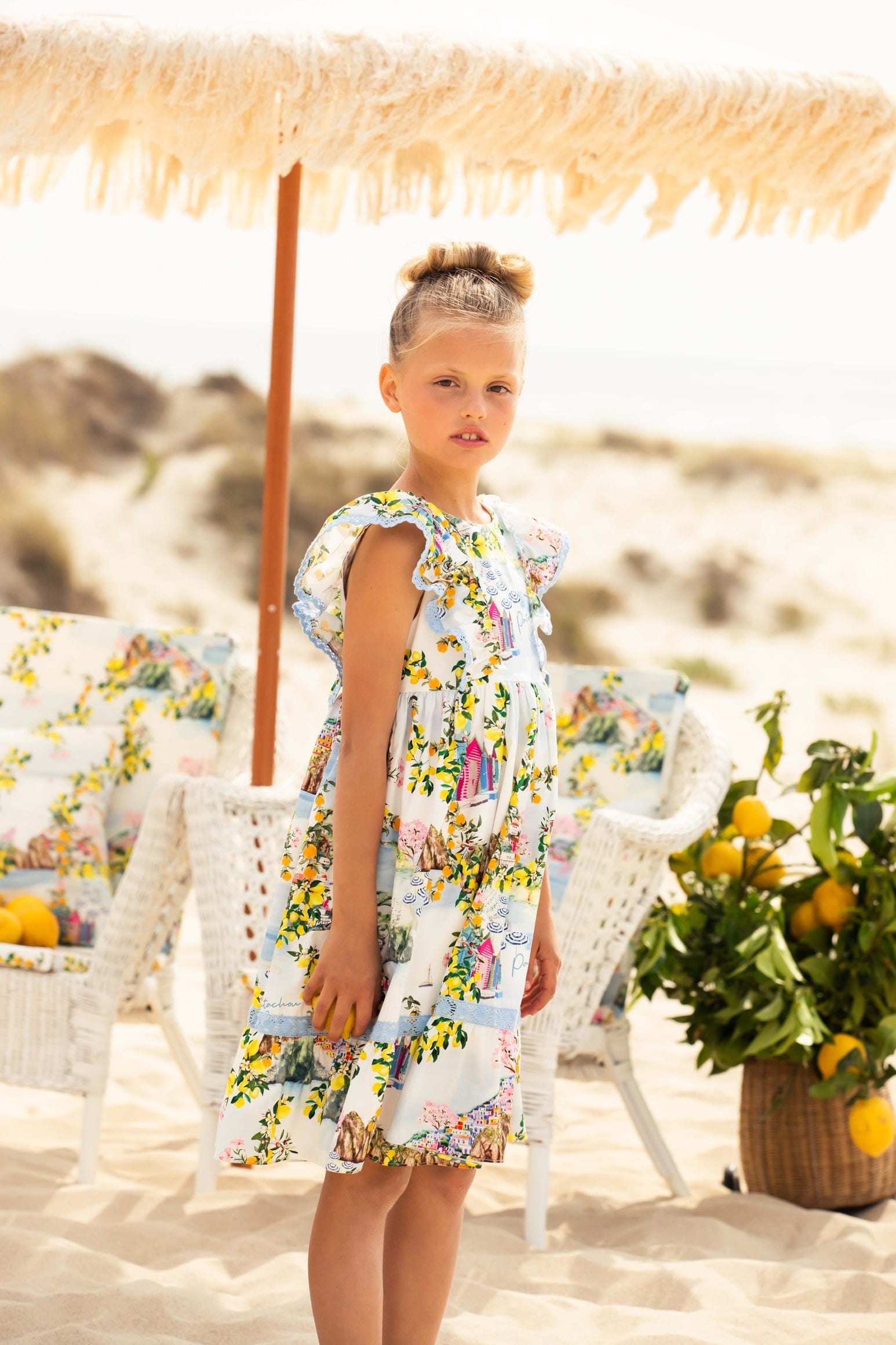 Patachou Girls Beach Club Dress in Multicolour