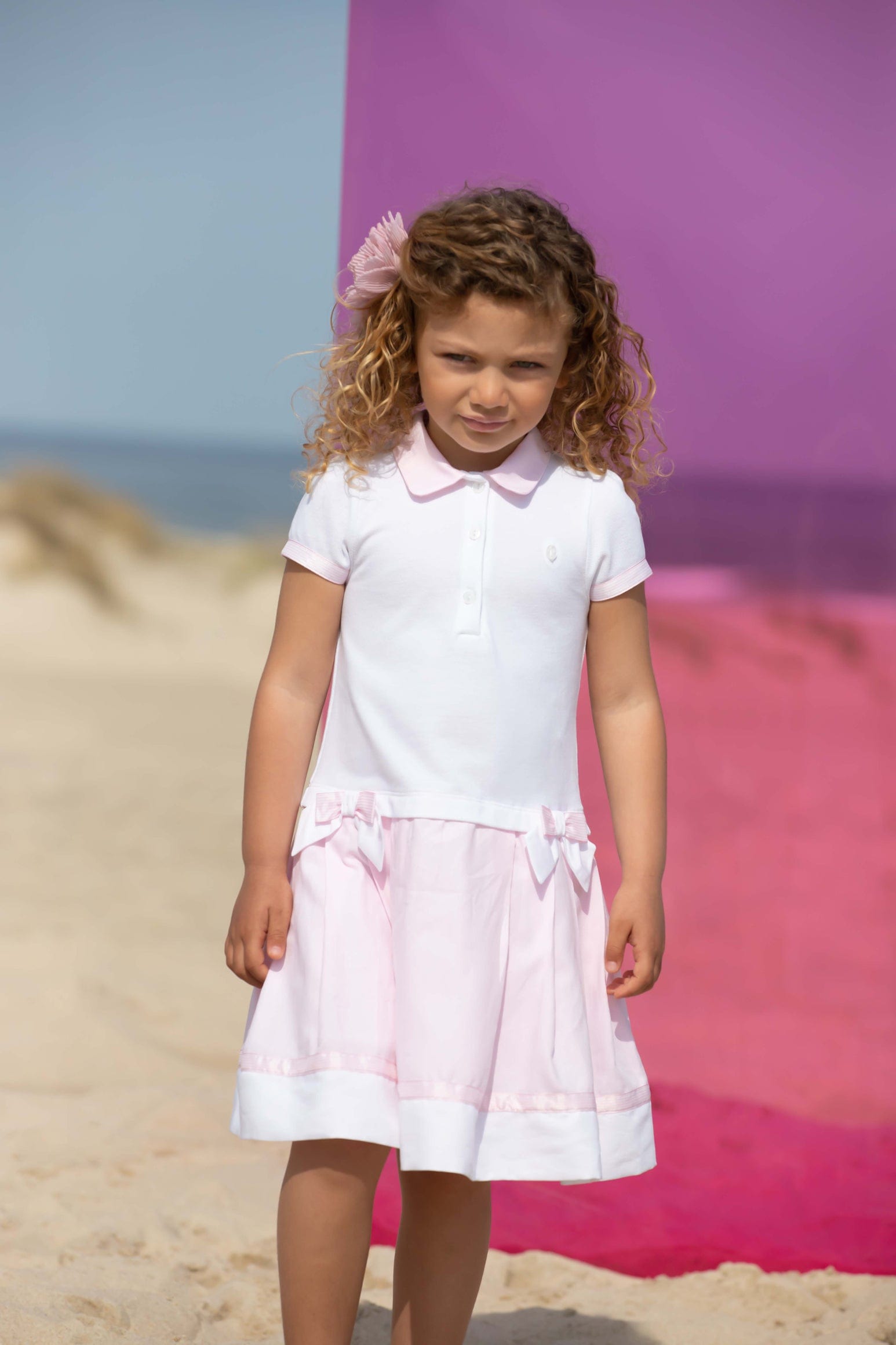 Patachou Girls Polo Dress in Pink