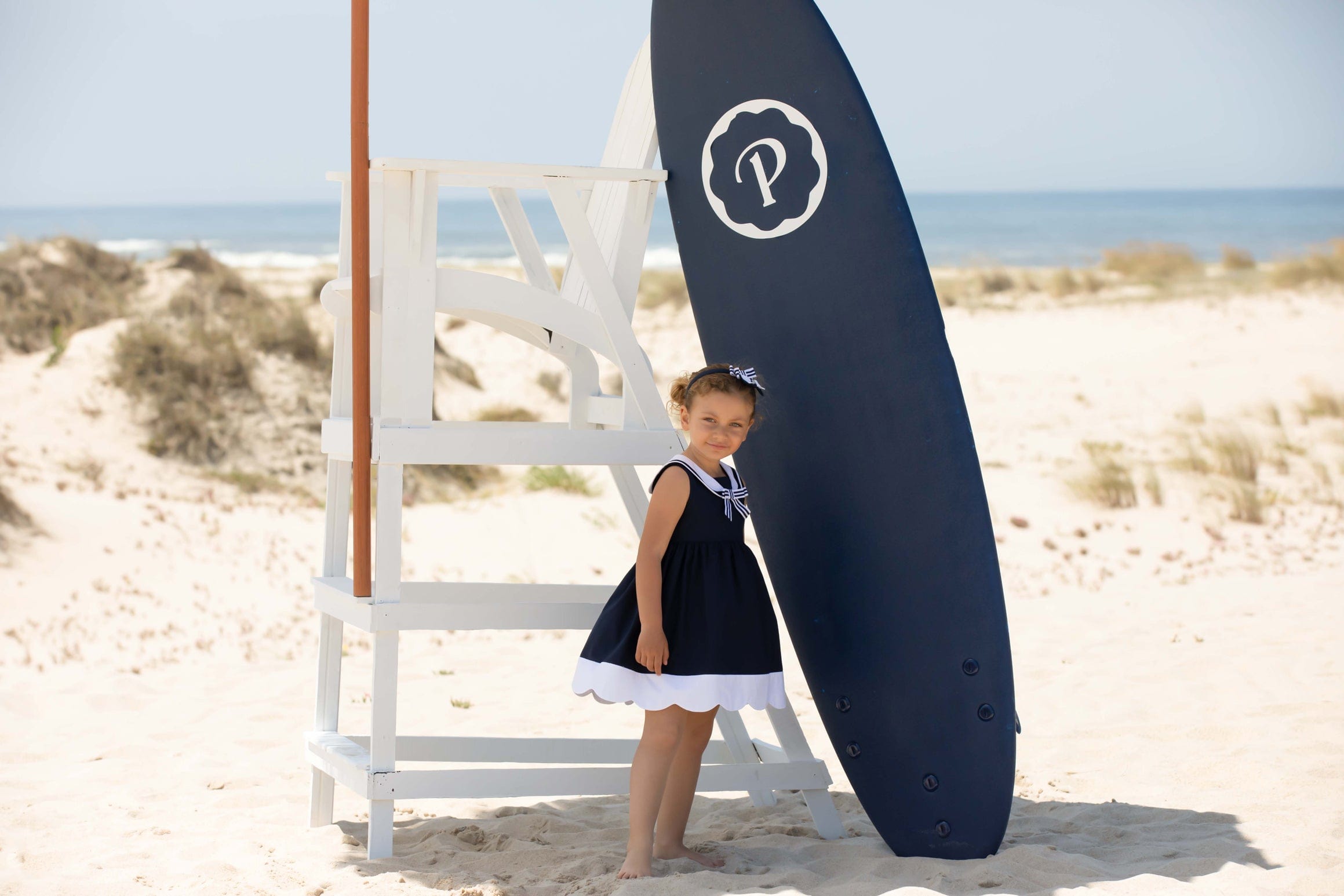 Patachou Girls Sleeveless Sailor Dress in Navy