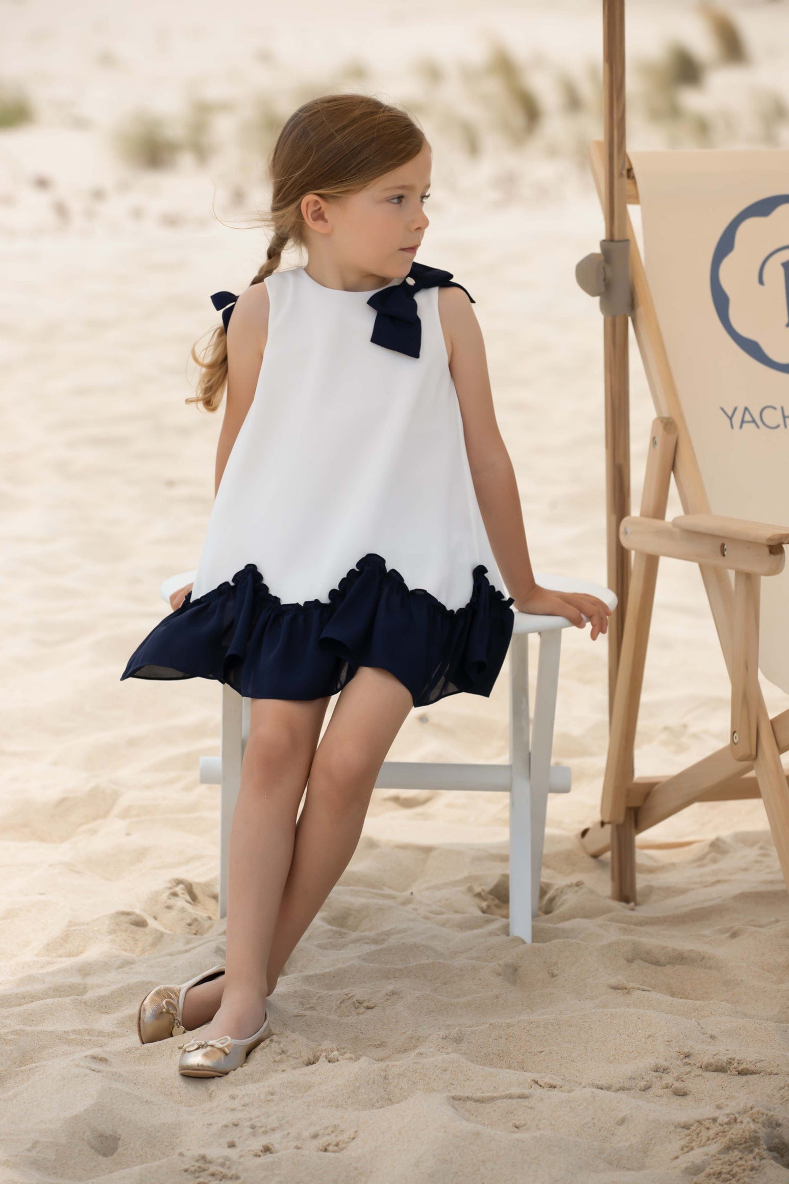 Patachou Girls Yacht Club Dress in White