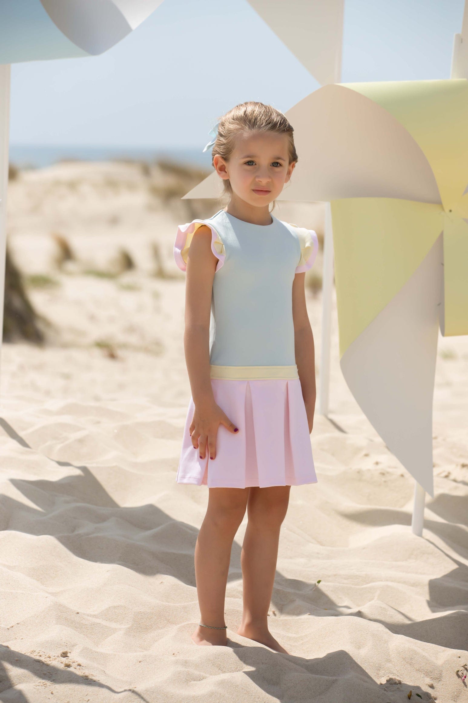 Patachou Girls Colourblock Dress in Multicolour